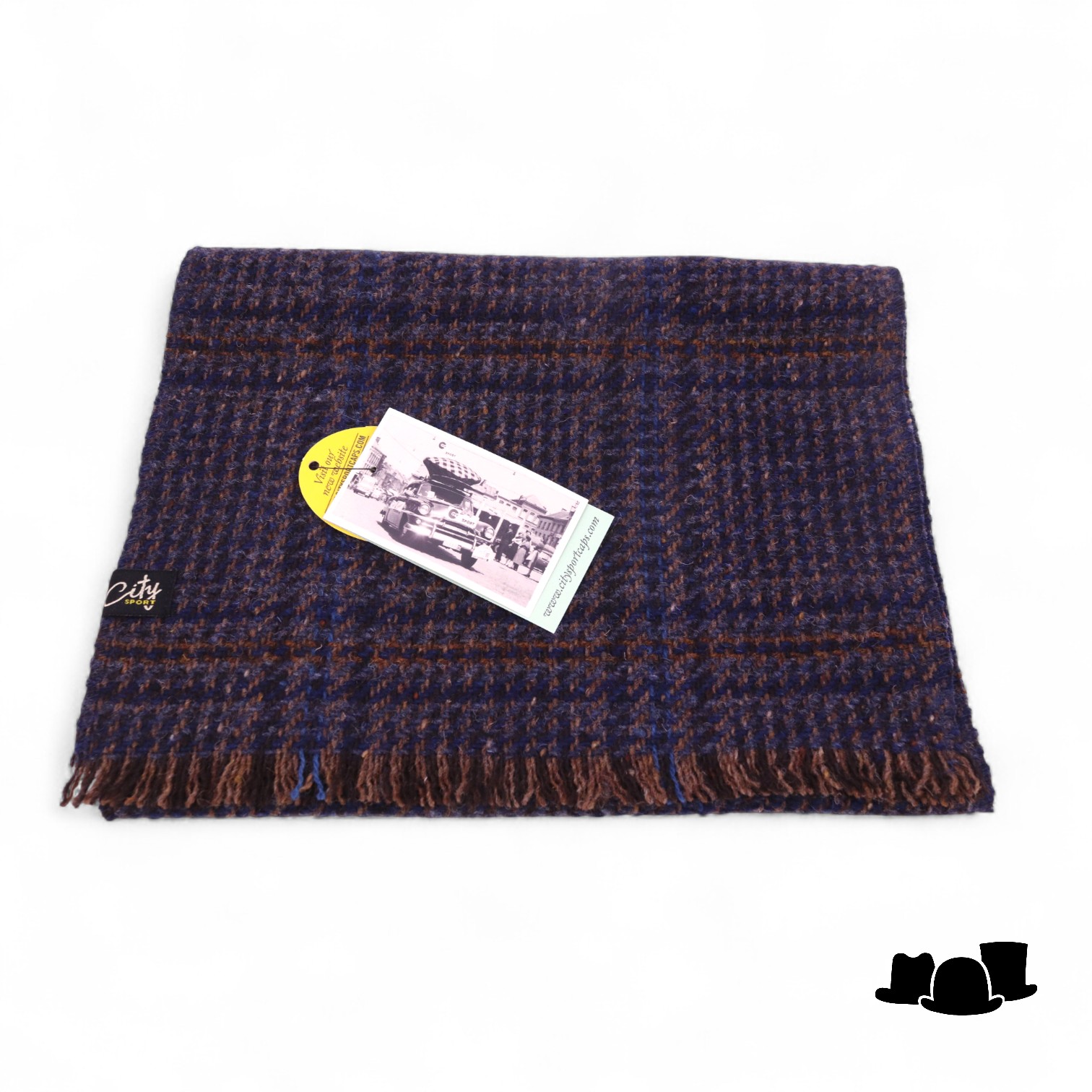 city sport sjaal tweed blauw bruin