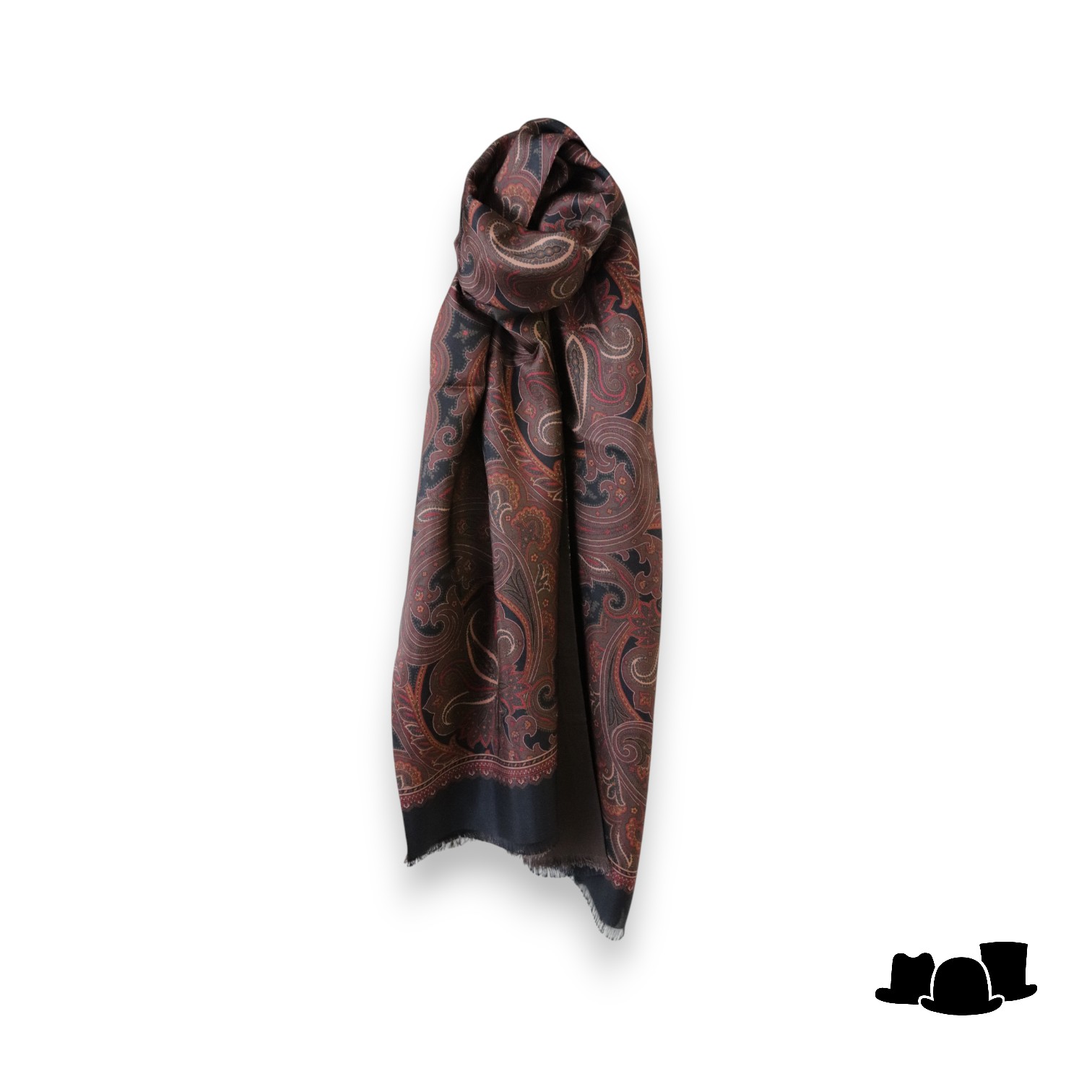 city sport sjaal zijde wol paisley zwart roest