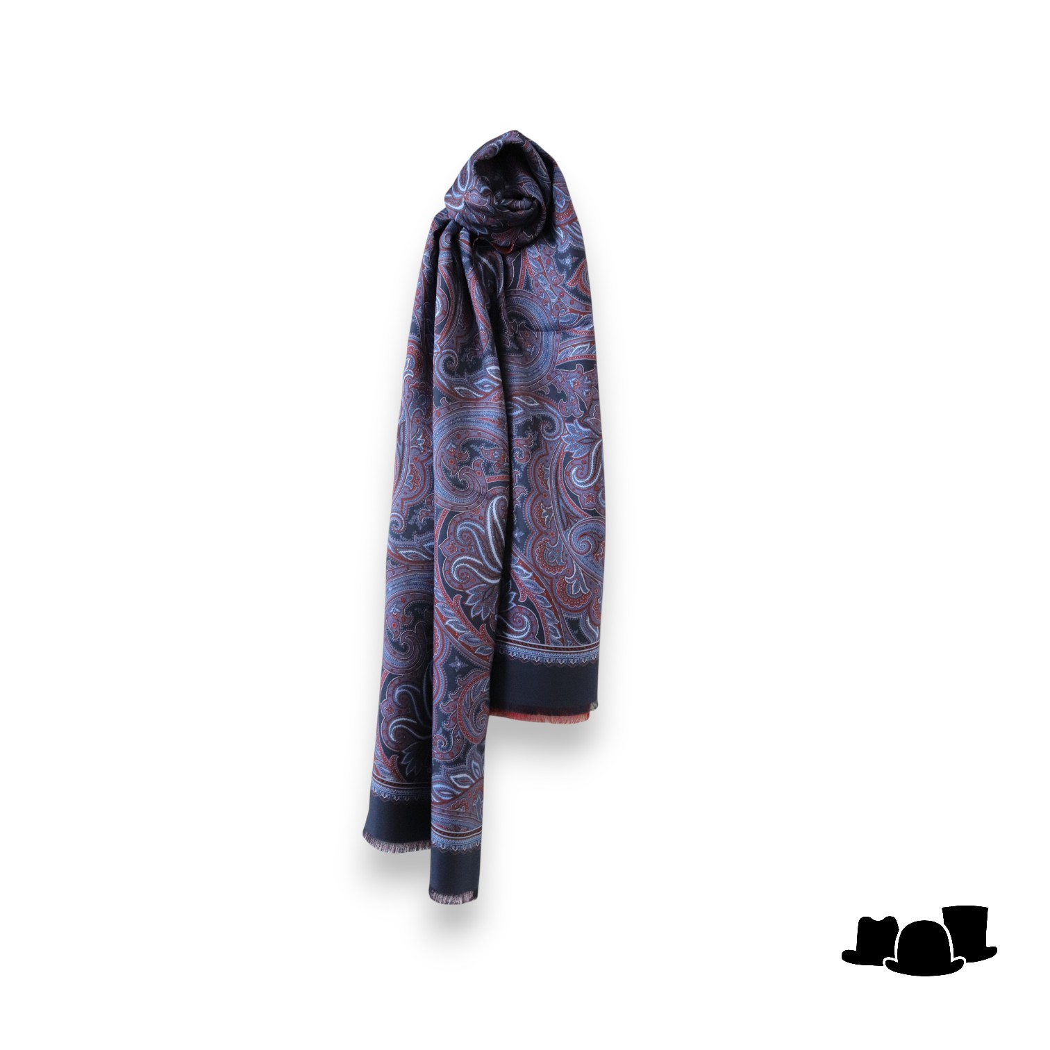 city sport sjaal zijde wol paisley navy rood celestial