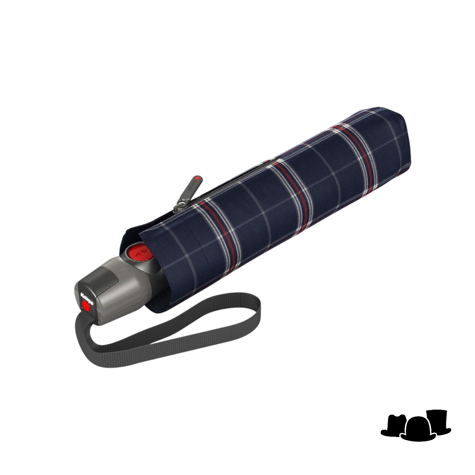 knirps paraplu t200 medium duomatic check navy 