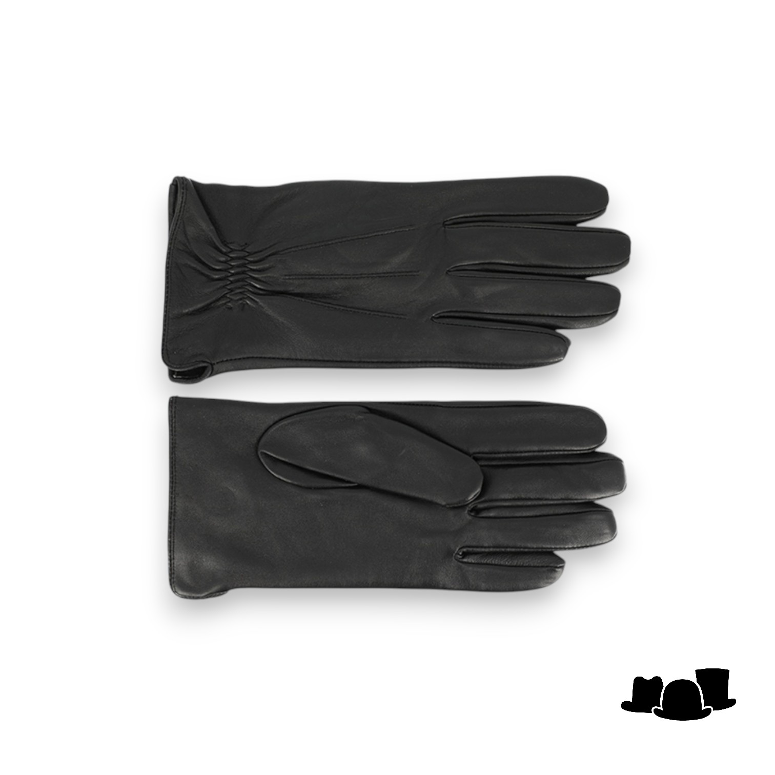 fiebig heren handschoenen gladleer plooi zwart
