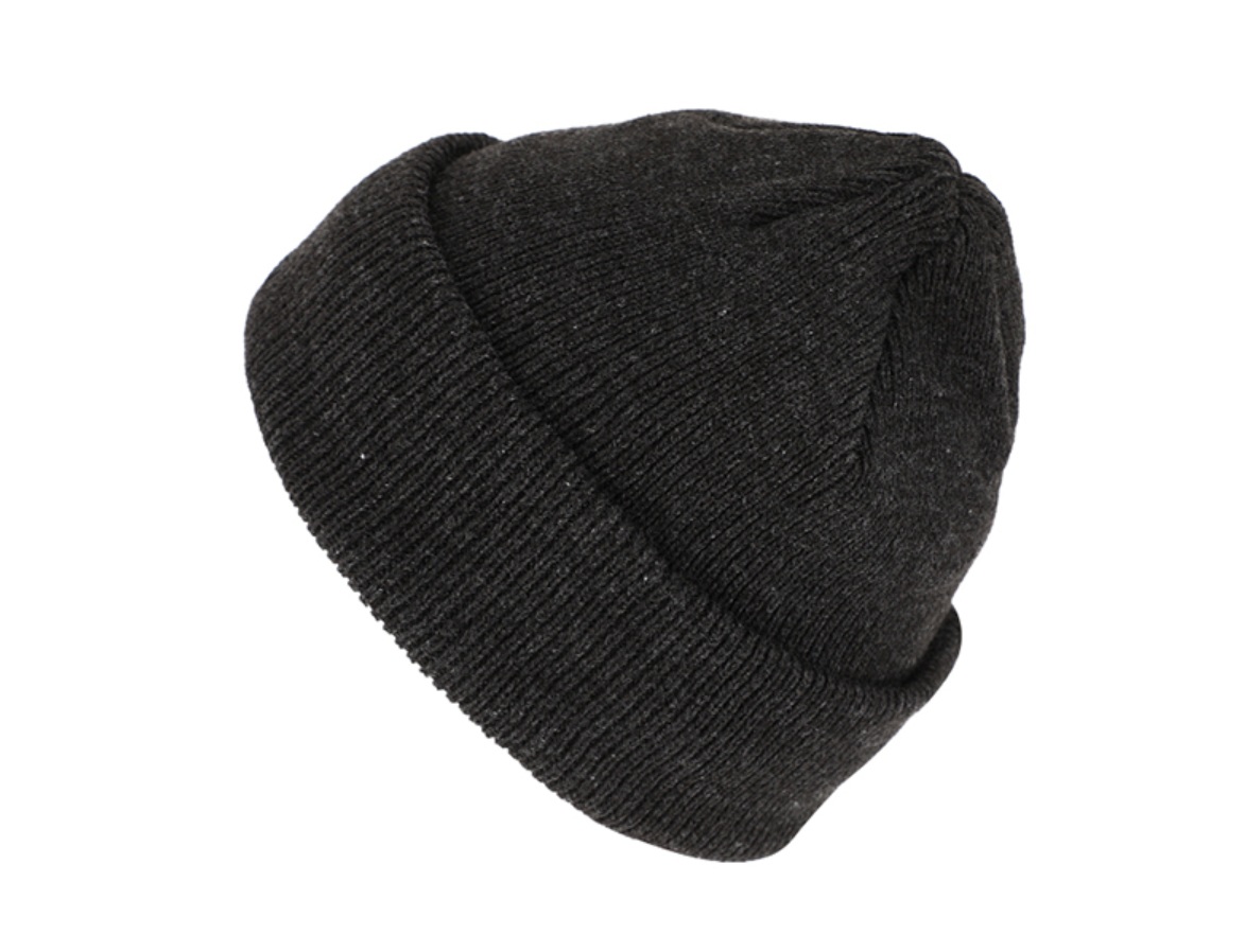 fiebig knitted beanie insulated met omslag gemeleerd antracite