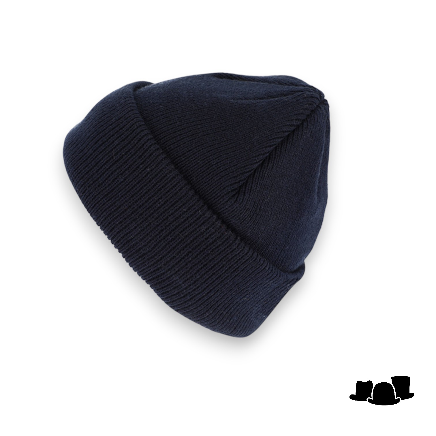 fiebig knitted beanie insulated met omslag donkerblauw