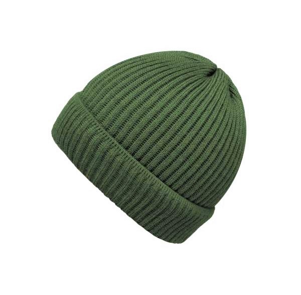 fiebig beanie met omslag merino wol olive