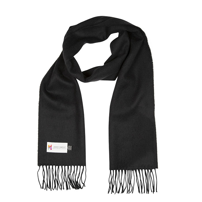 john hanly merino luxury wool scarf solid black 