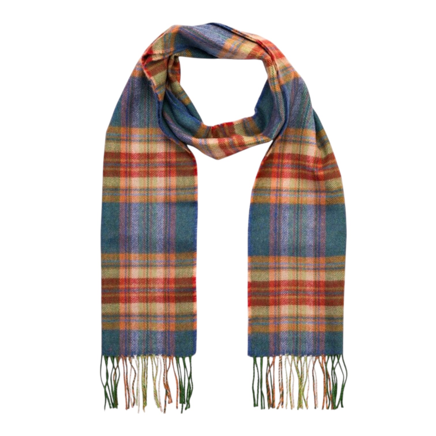 john hanly merino luxury wool scarf sea green rust