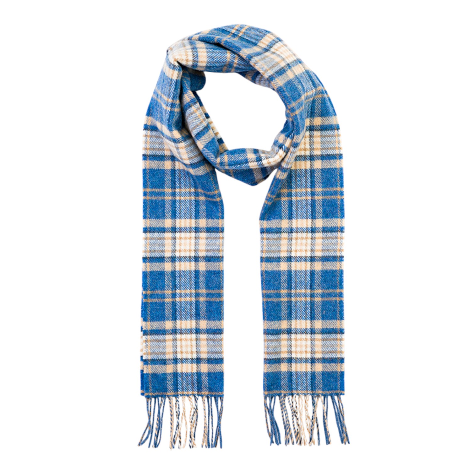 john hanly irish wool scarf long blue beige check