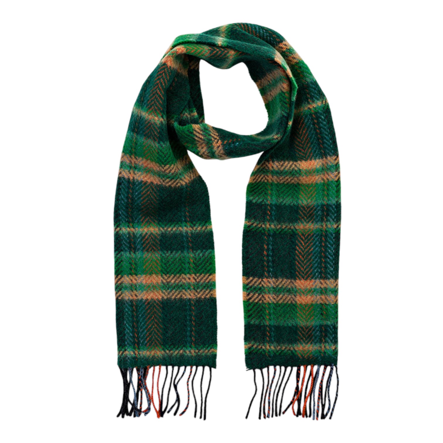 john hanly irish cashmere and merino scarf green beige check