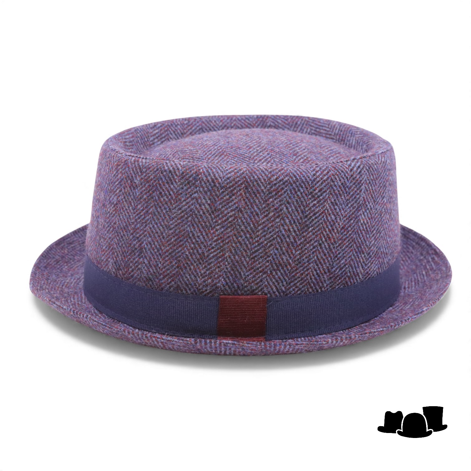 jos van dijck pork pie tweed blauw en bordeaux