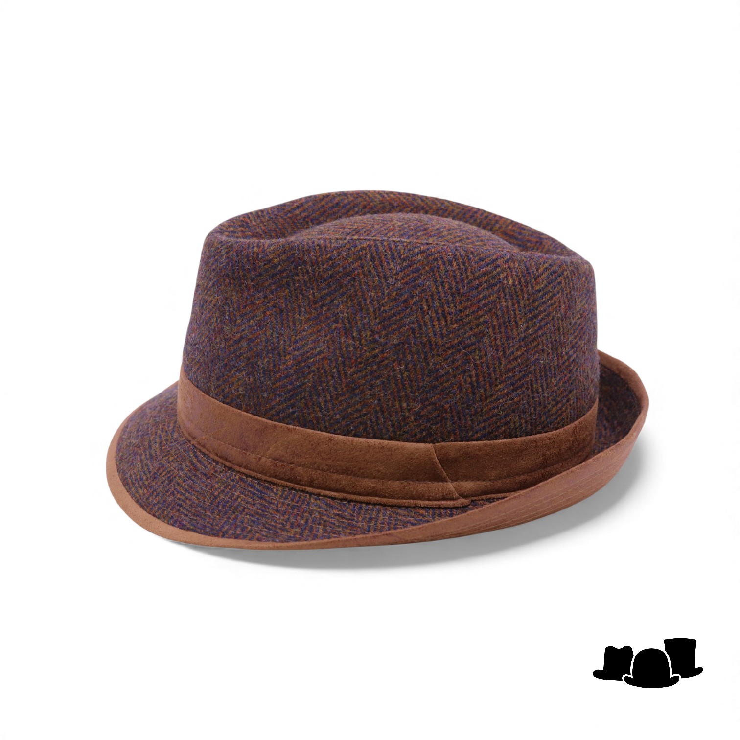 jos van dijck trilby tweed visgraat bruin