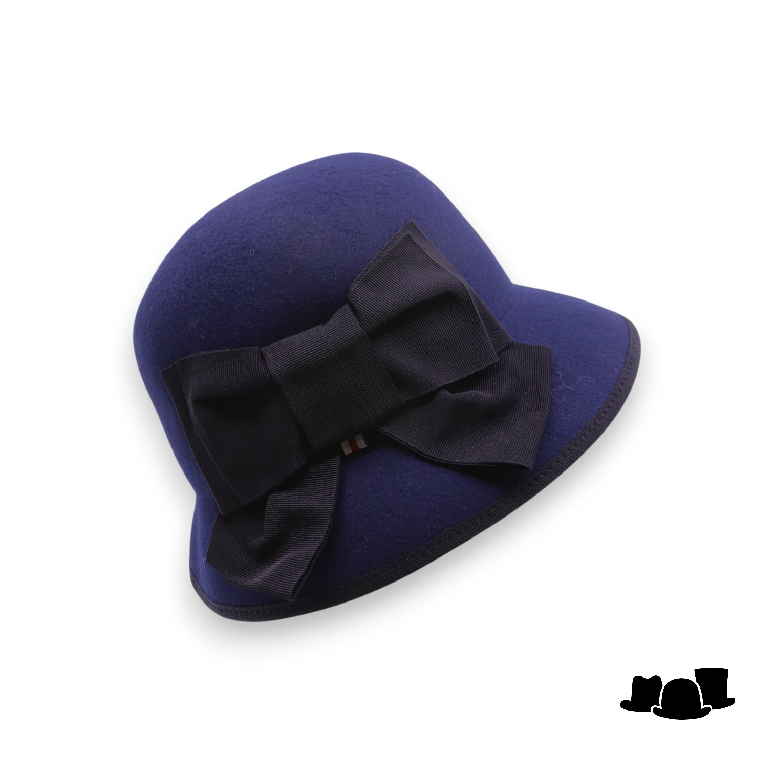 bedacht pot hoed met strik cirdan wolvilt blauw