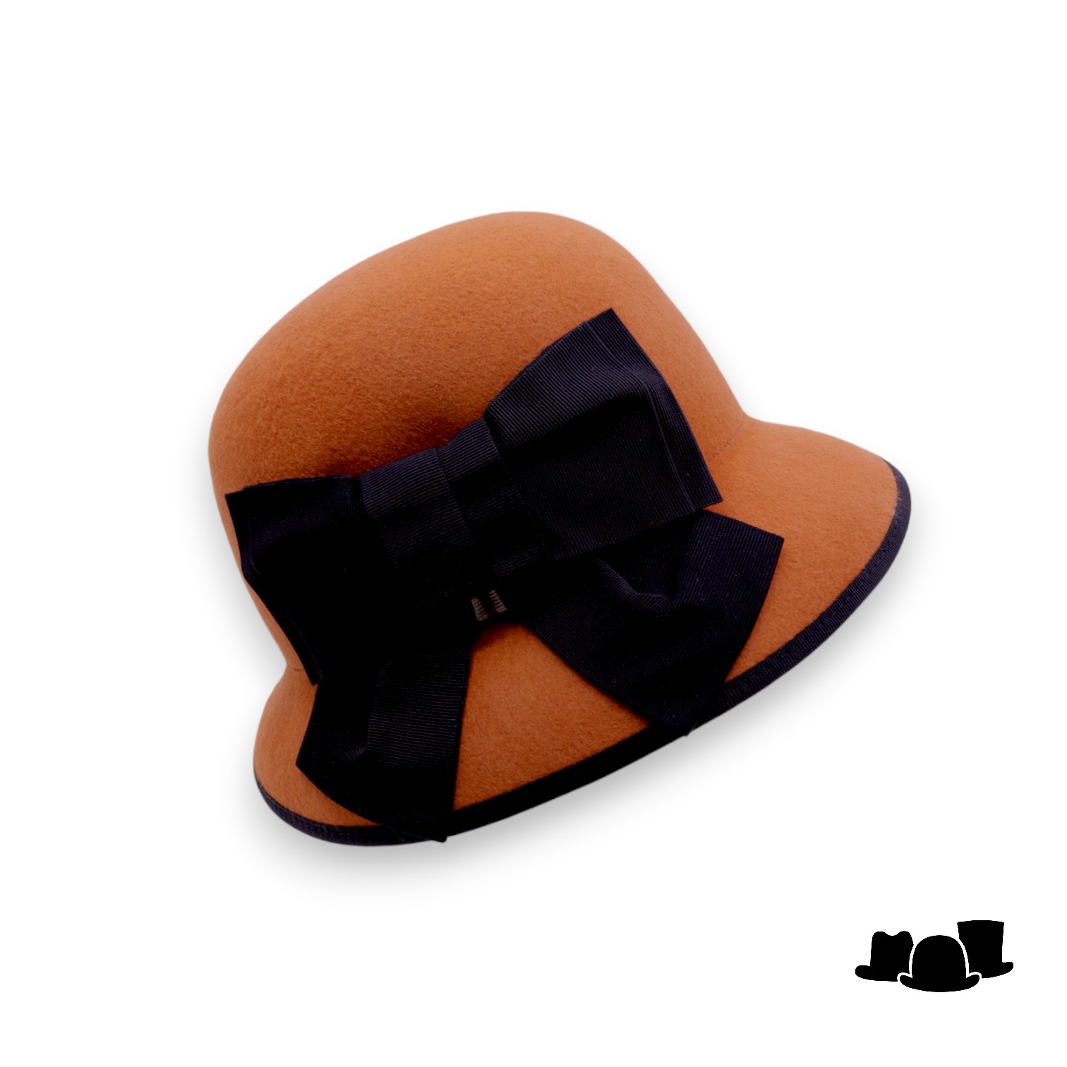 bedacht pot hoed met strik cirdan wolvilt oranje