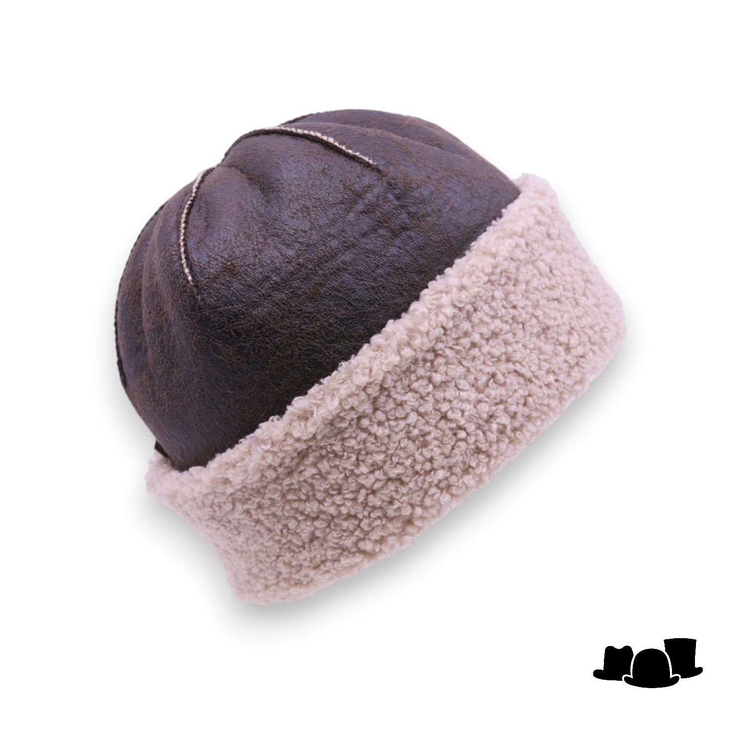 bedacht bontmuts aldor faux shearling en faux leder bruin