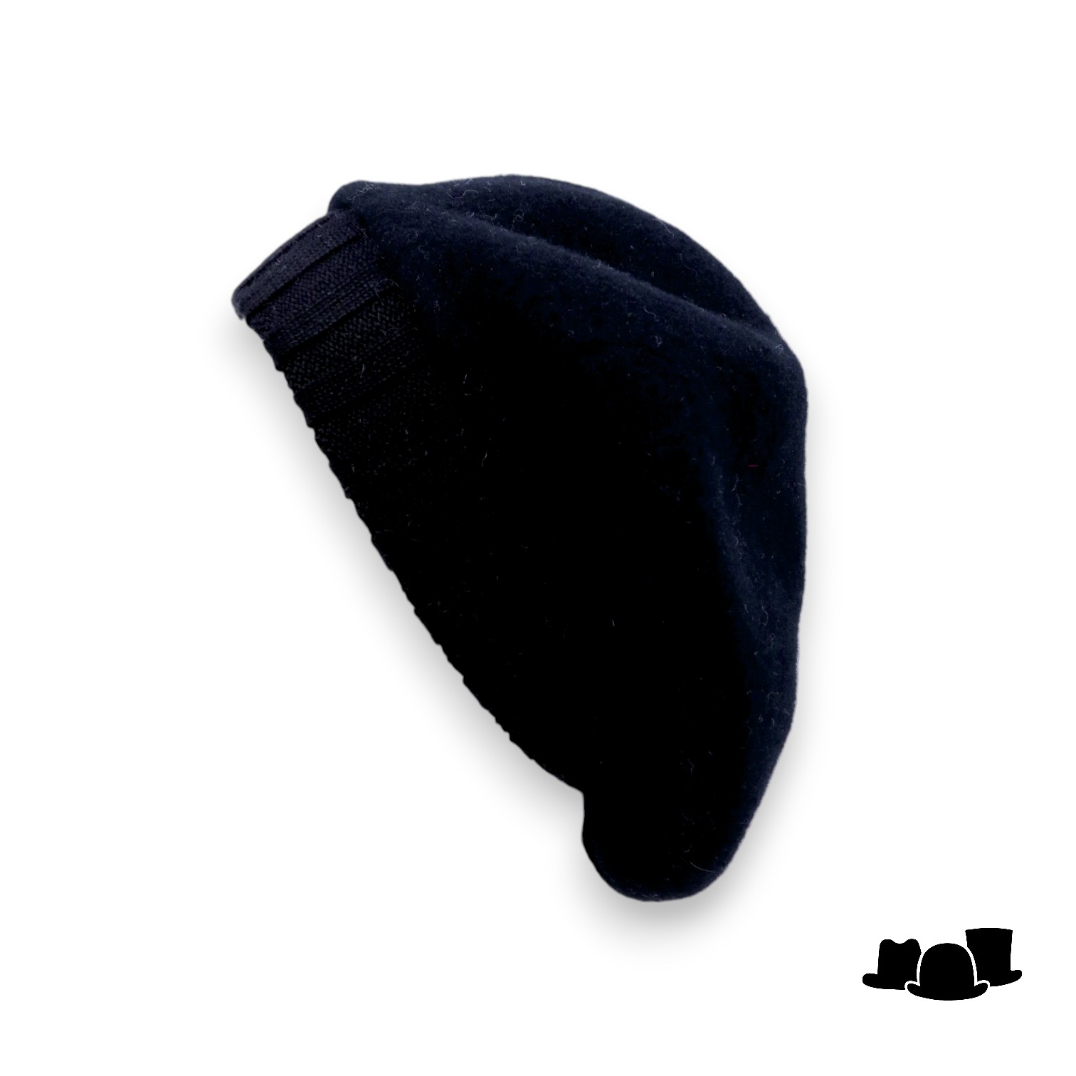 seeberger baret gebreide rand wol zwart