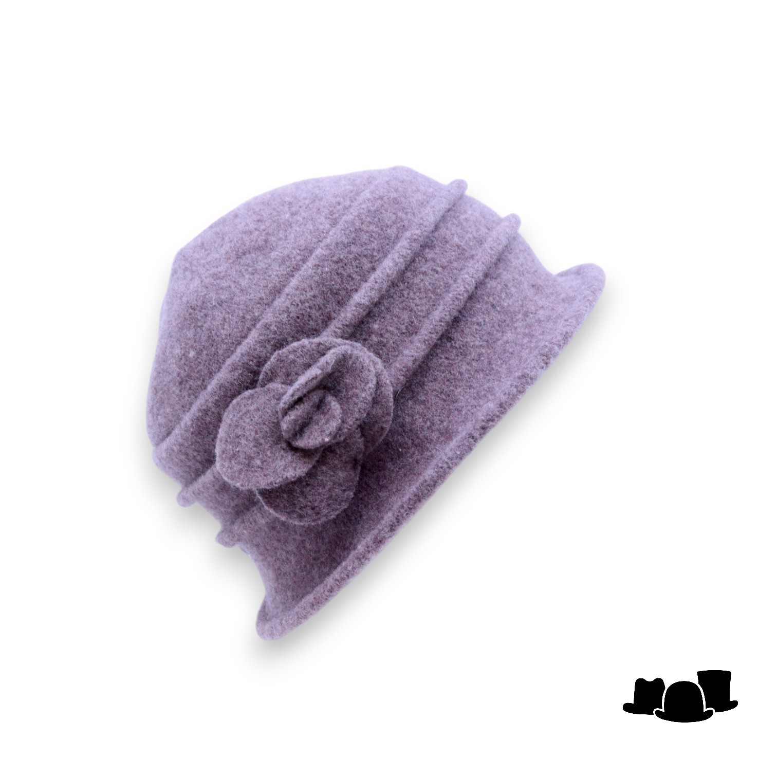 seeberger cloche soft vilt ribbels bloem taupe