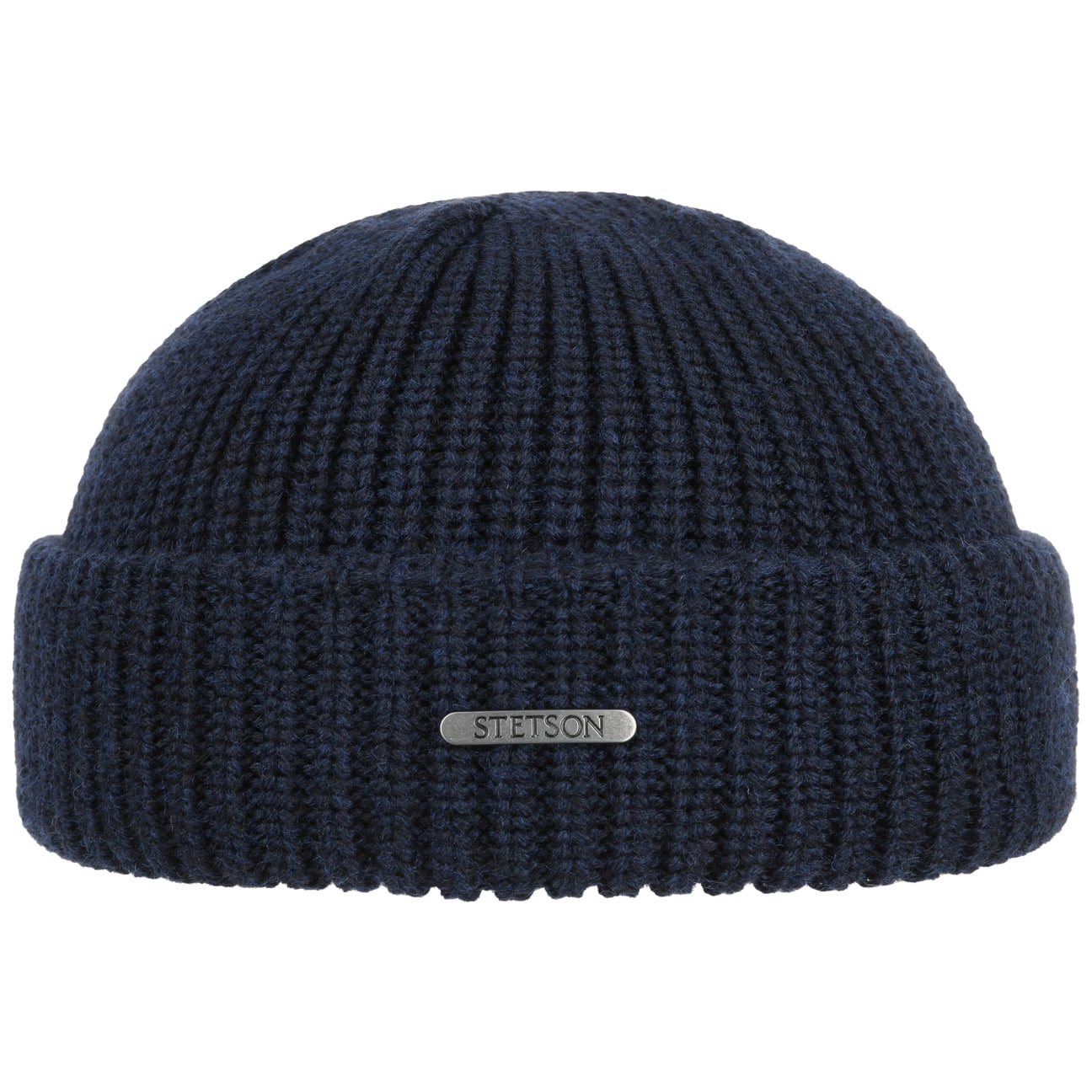 stetson short beanie nashvile merino wool knit navy