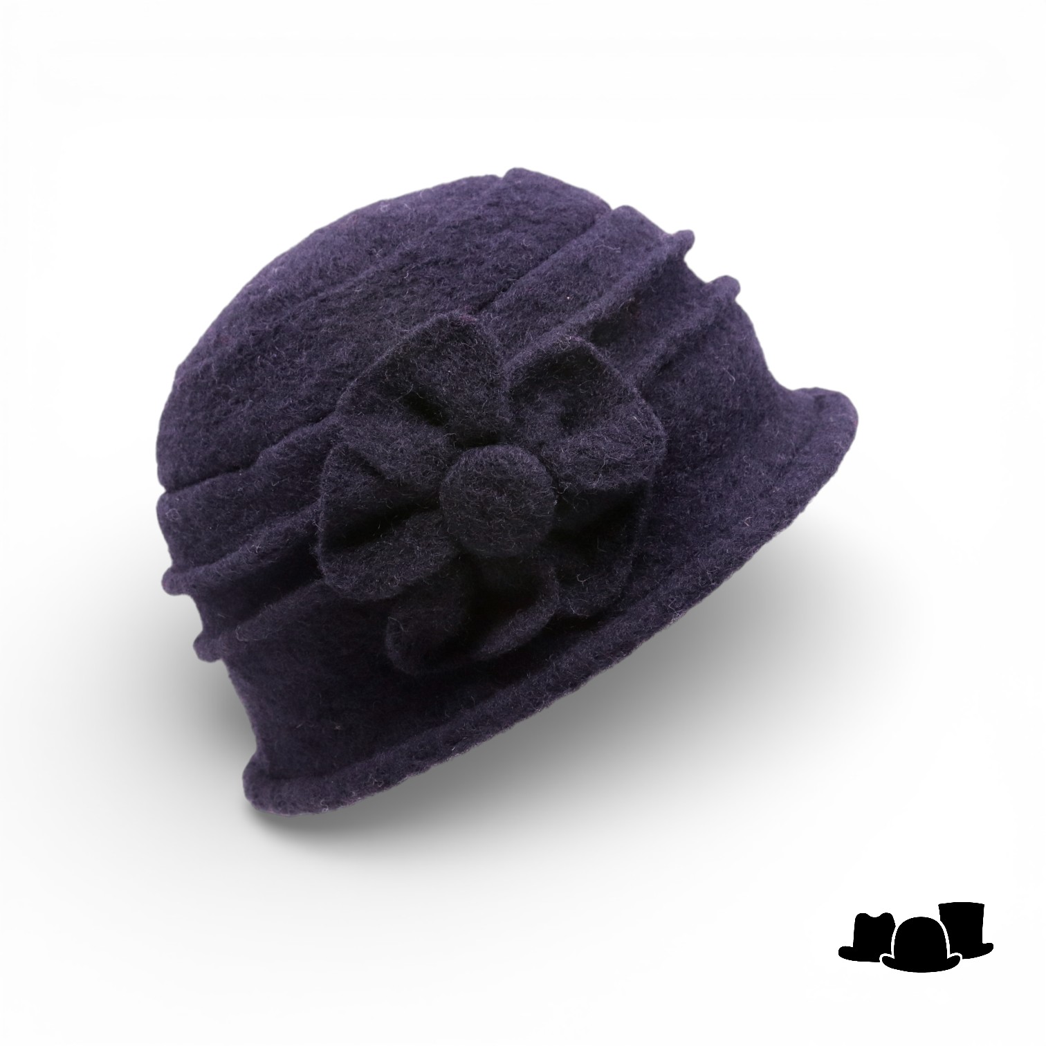 panizza cloche met bloem siem wol zwart