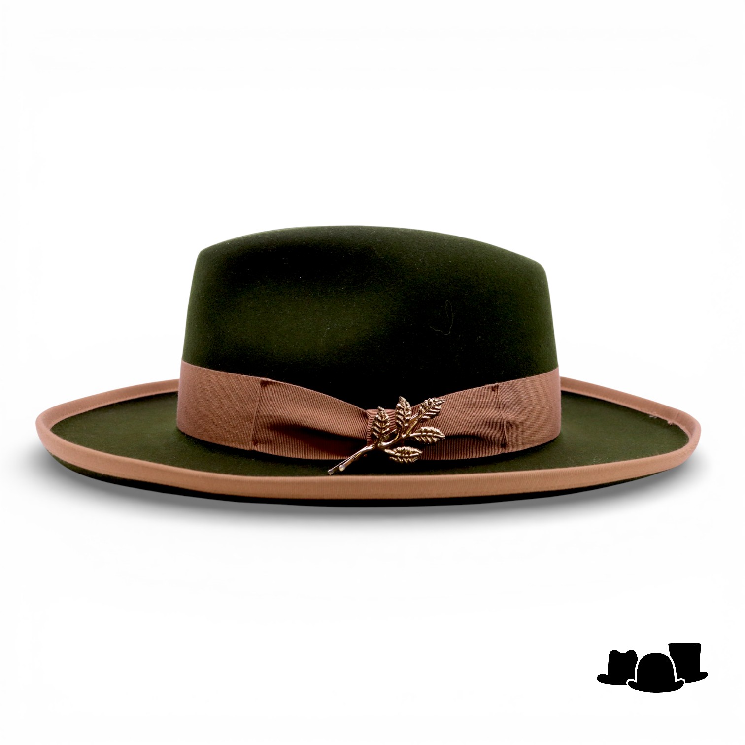 jos van dijck fedora rho pencil roll brim haarvilt groen en camel