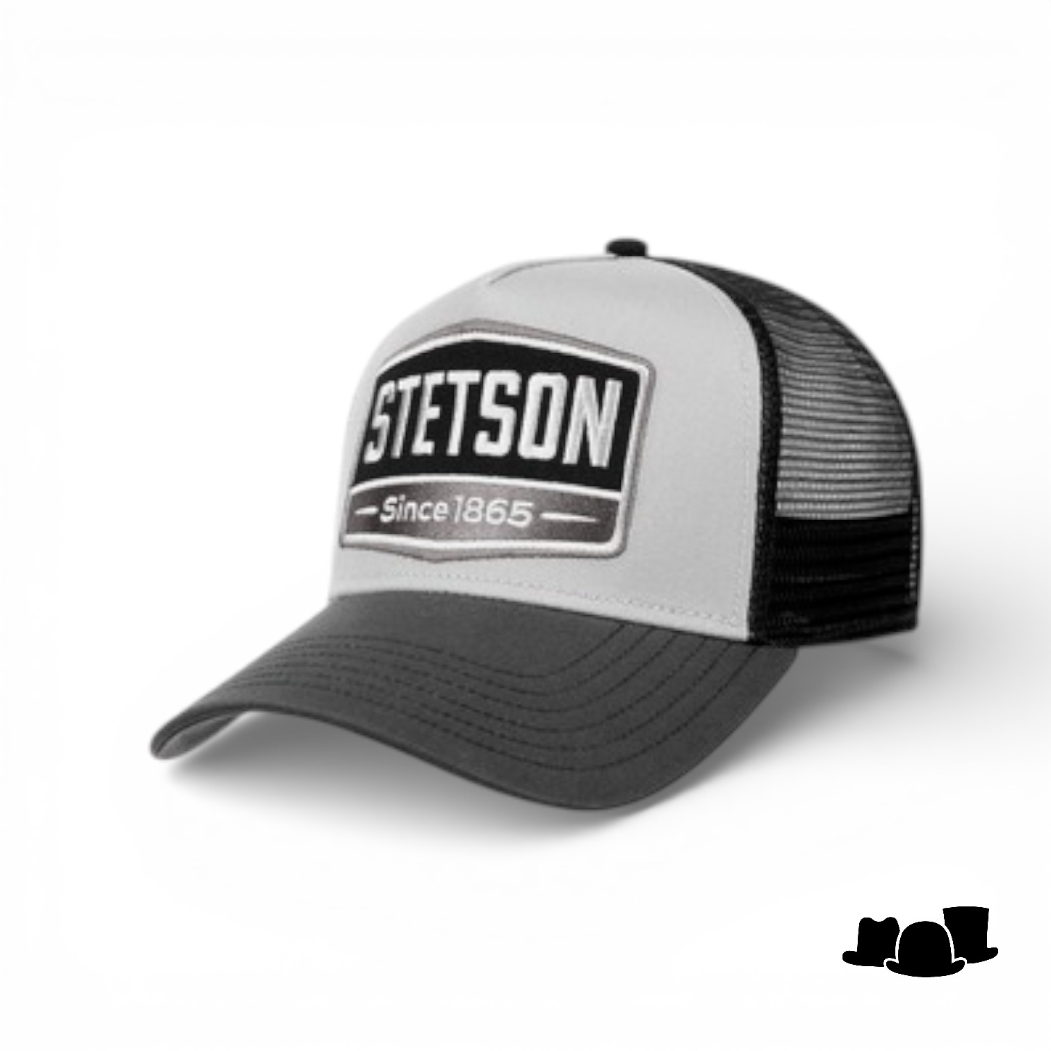 stetson trucker cap gasoline grey black