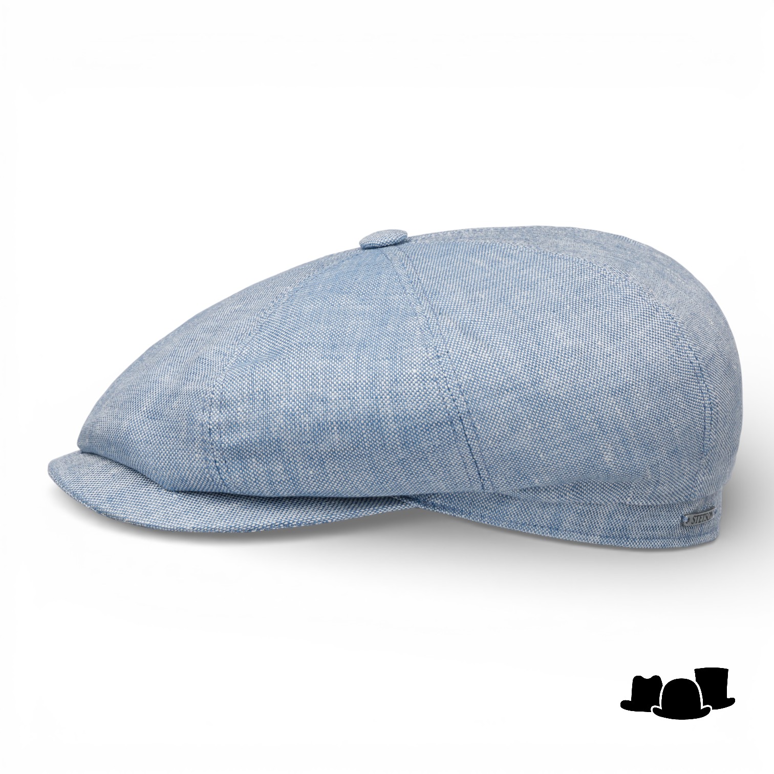 stetson hatteras newsboy cap classic linnen lichtblauw