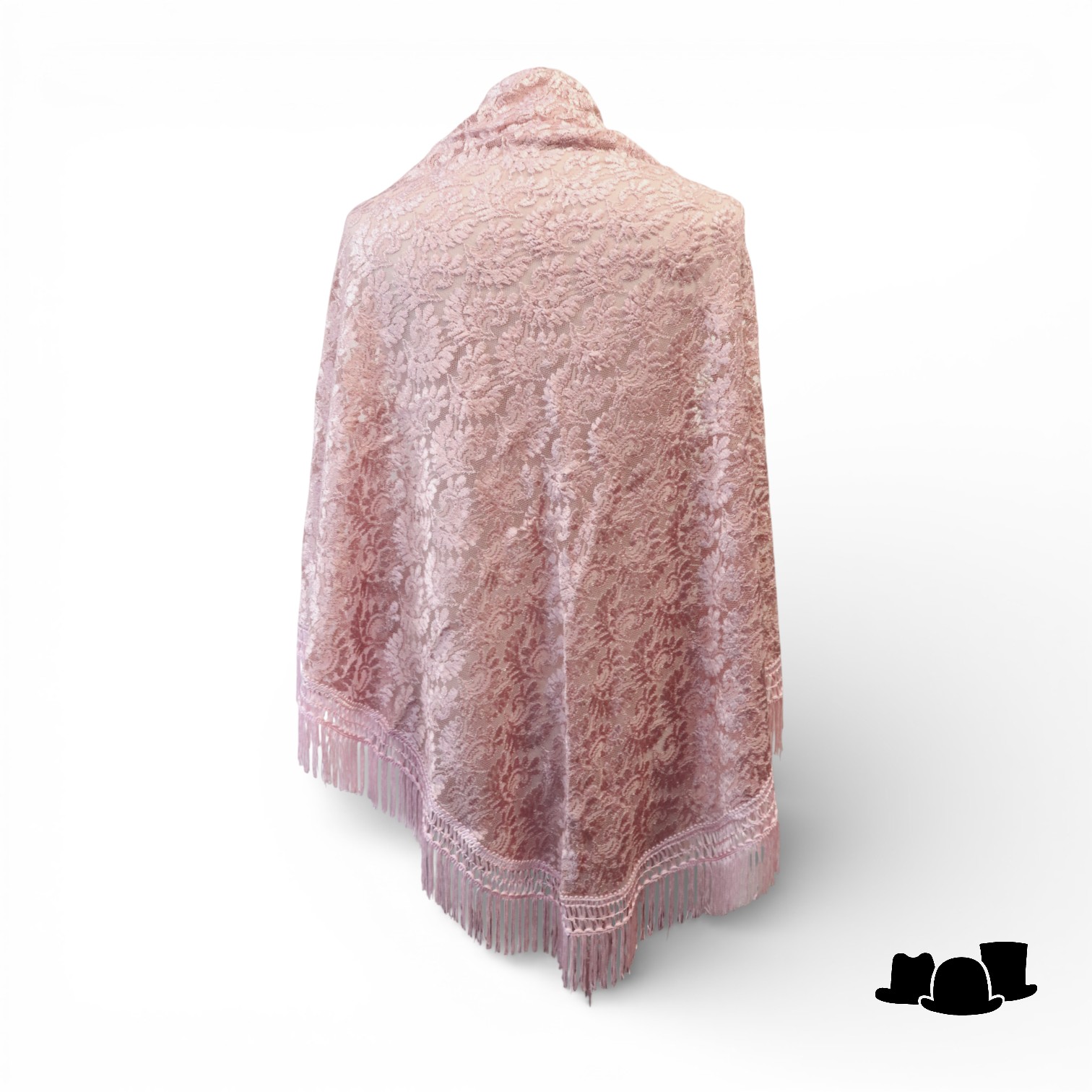 jos van dijck kanten driehoek omslagdoek viscose oud roze