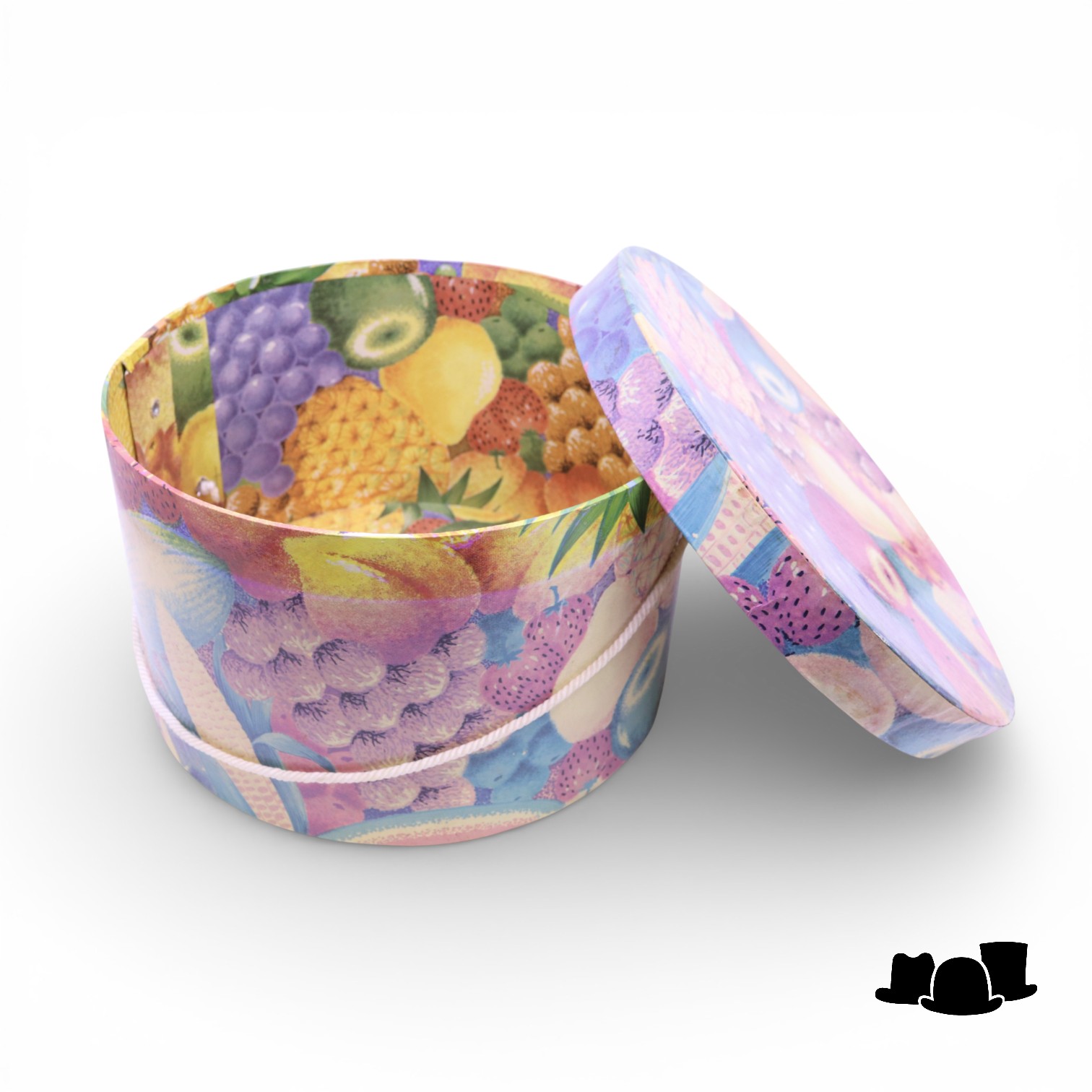 vintage hoedendoos 26 cm met fruit patroon