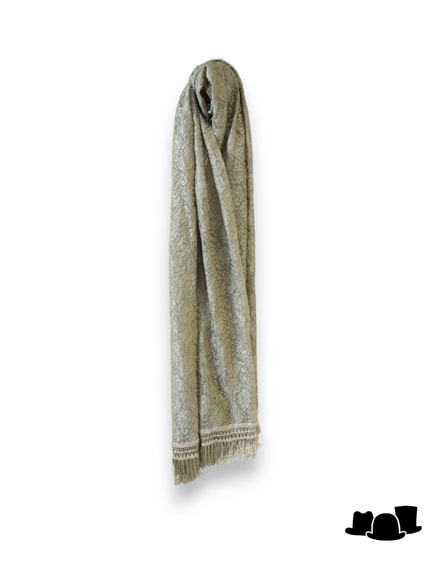 jos van dijck kanten stola met franje viscose sage