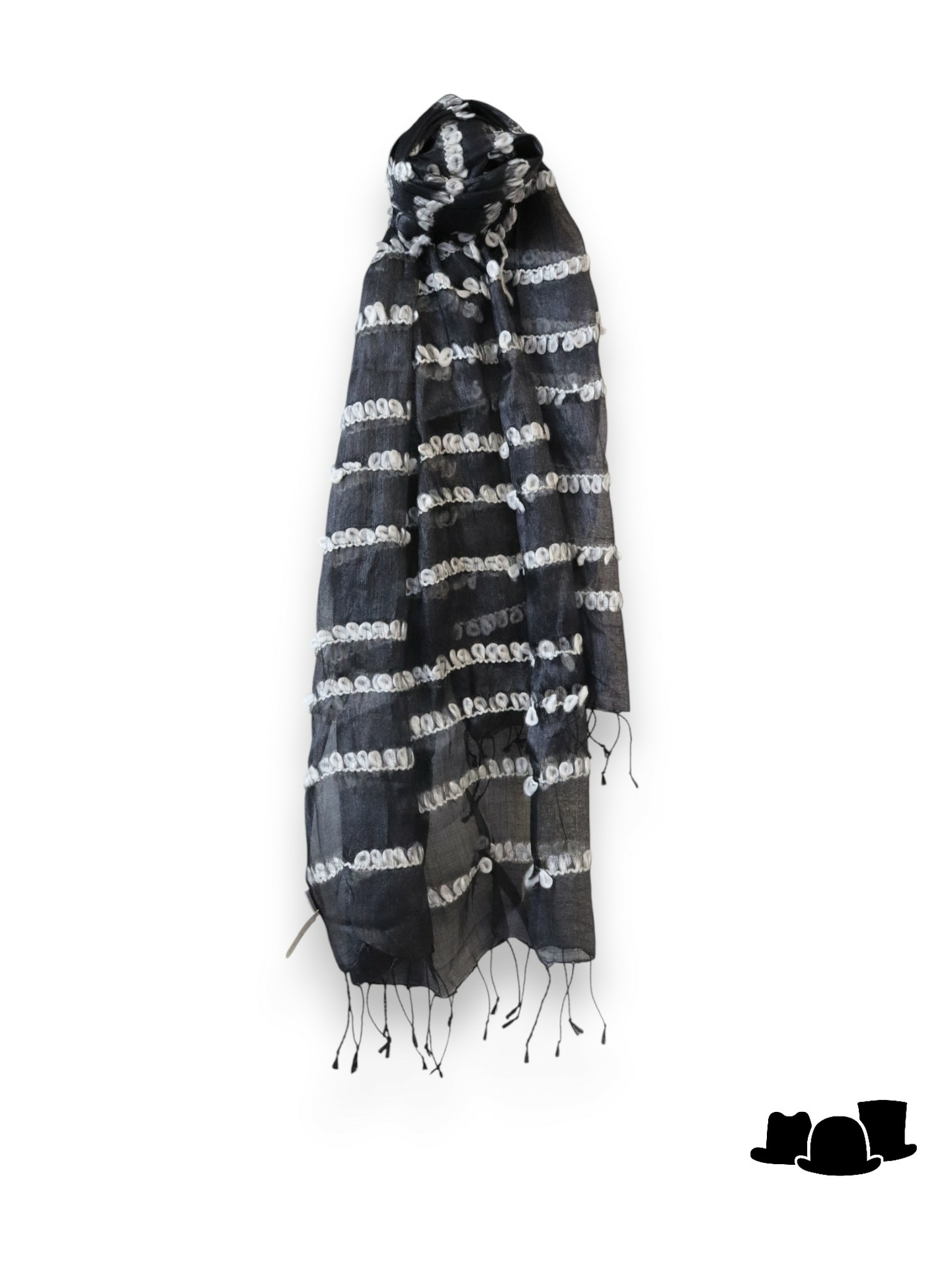 onkar  zomer sjaal zijdemix black and white
