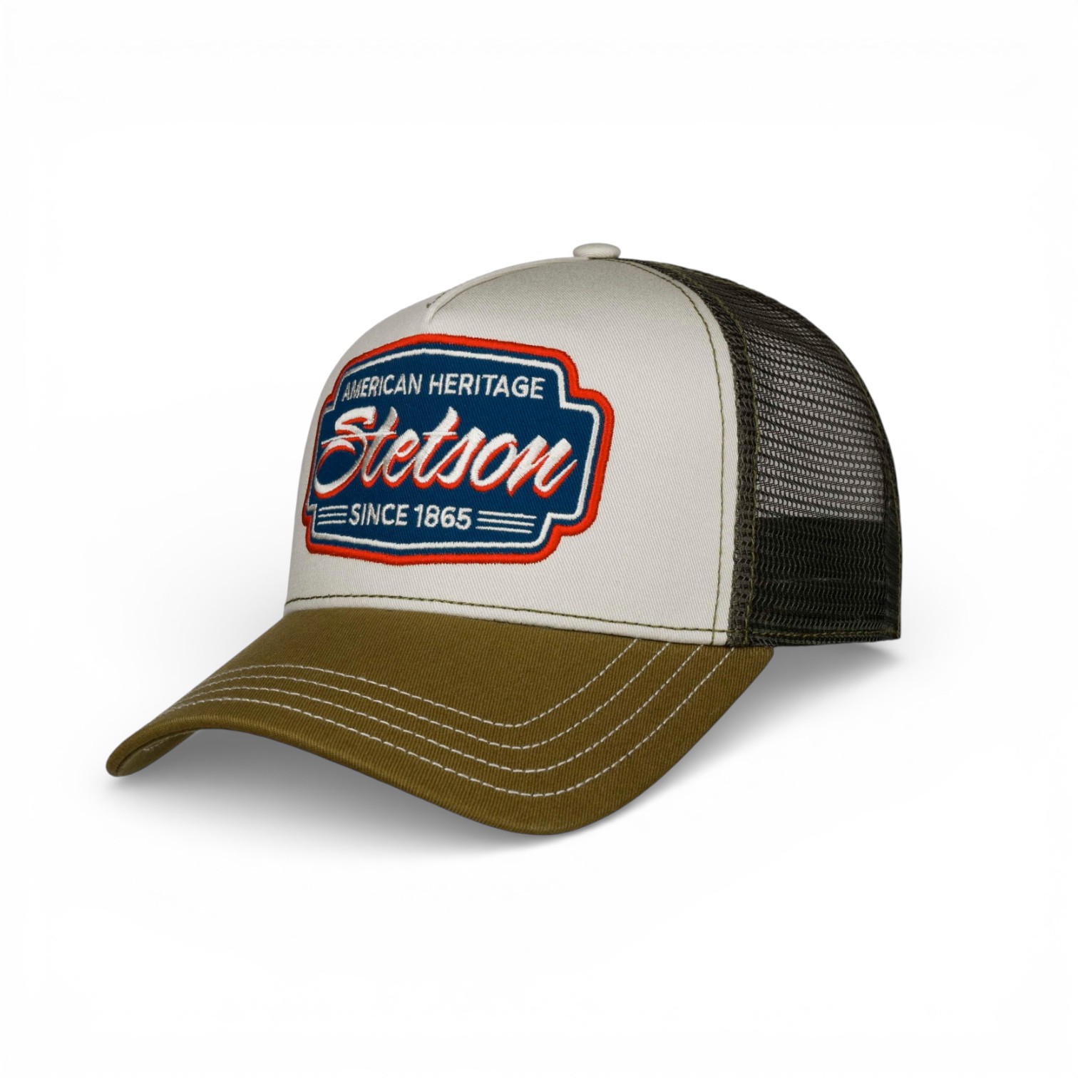 stetson trucker cap american heritage classic race green and beige