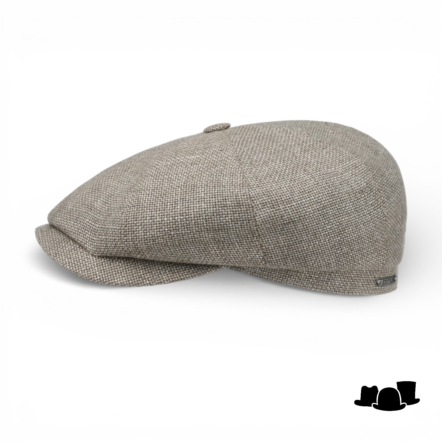 stetson newsboy cap hatteras wol linnen grijs taupe