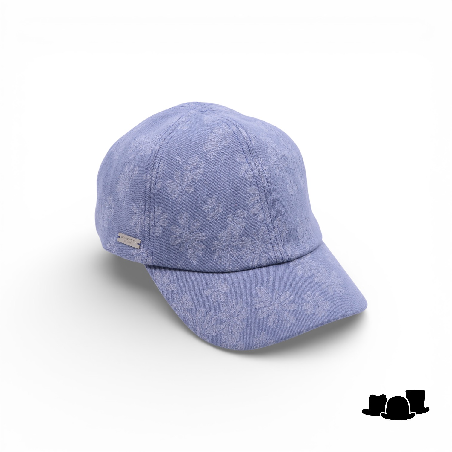 seeberger baseball cap cotton flower jeans blue