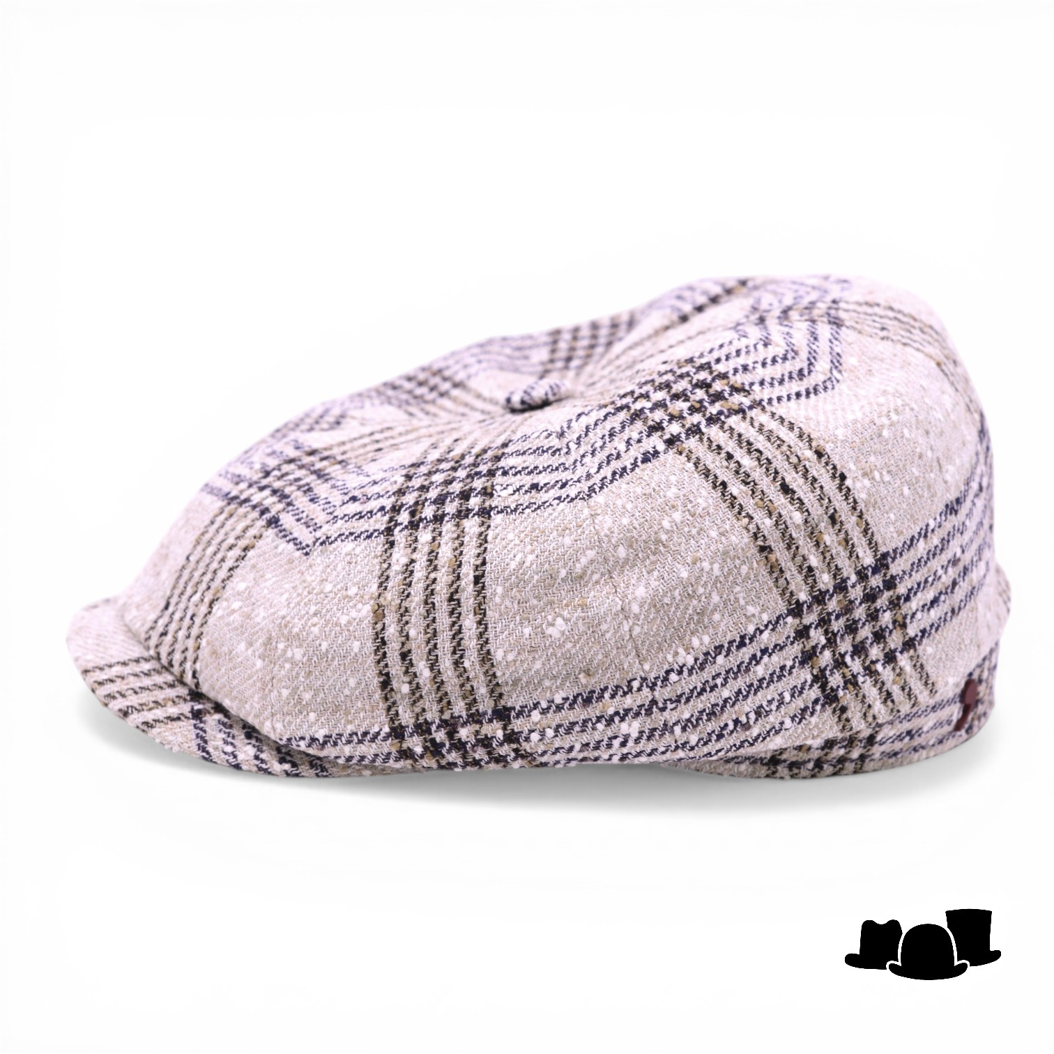 alfonso deste ballonpet kyoto linnenmix ruit beige en bruin