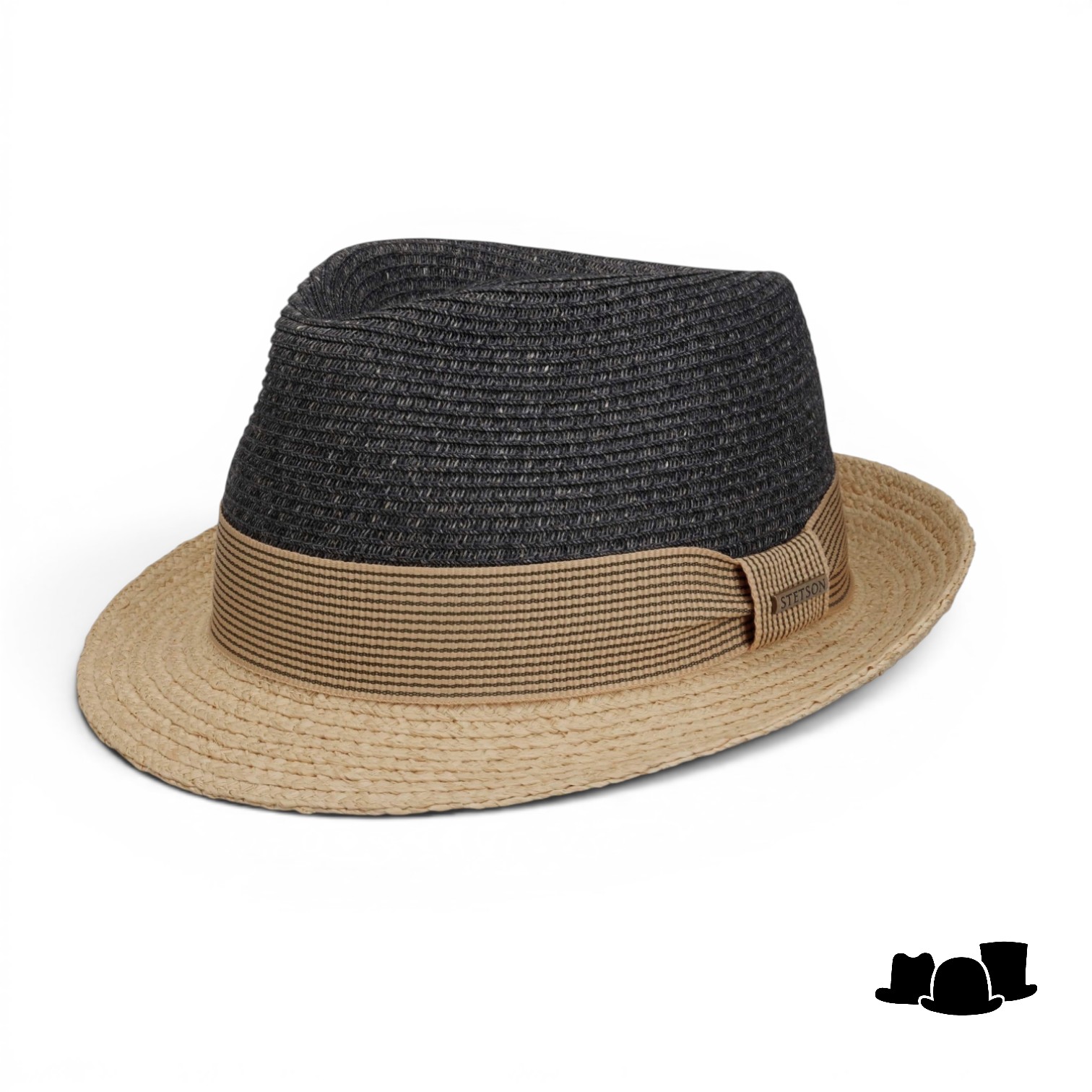 stetson trilby toyo en raffia 2 tone blauw en naturel