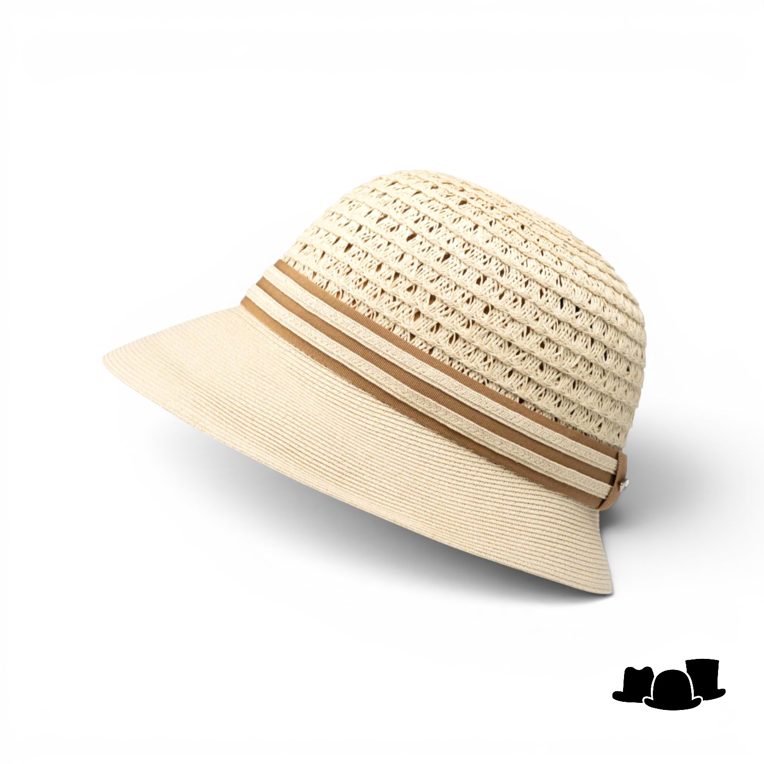bronte cloche zomerhoed diana crochet cellulose natural en camel