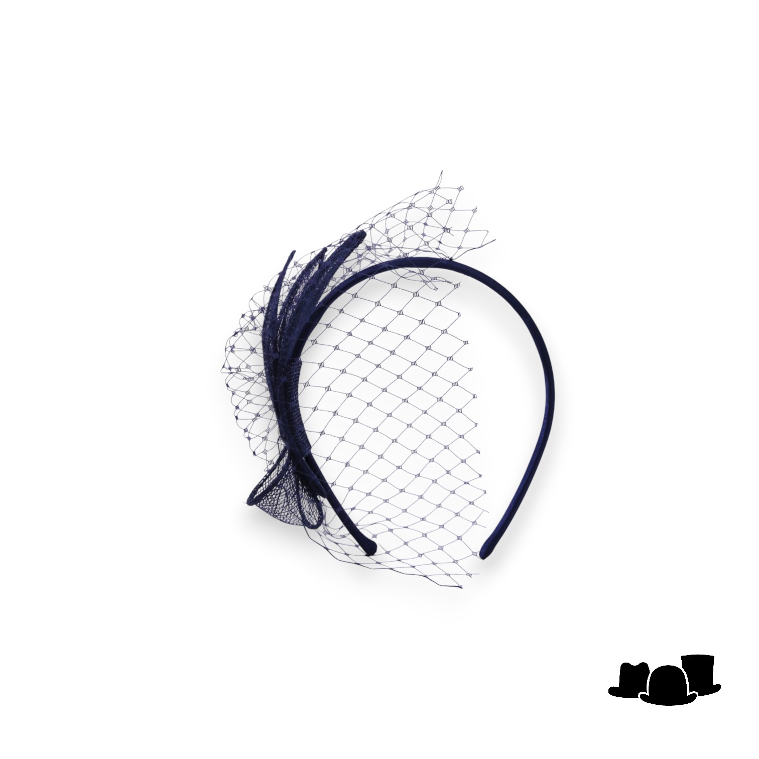 seeberger haarversiering diadeem ella sinamay en voile inktblauw