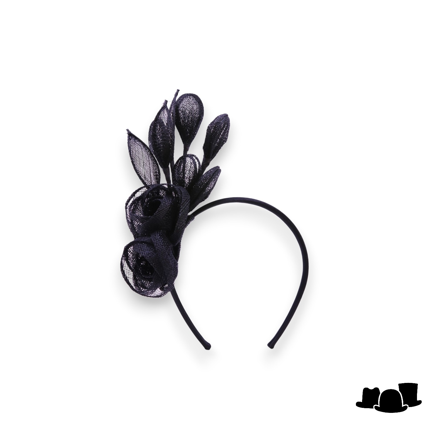 seeberger haarversiering diadeem eva sinamay bloemen zwart