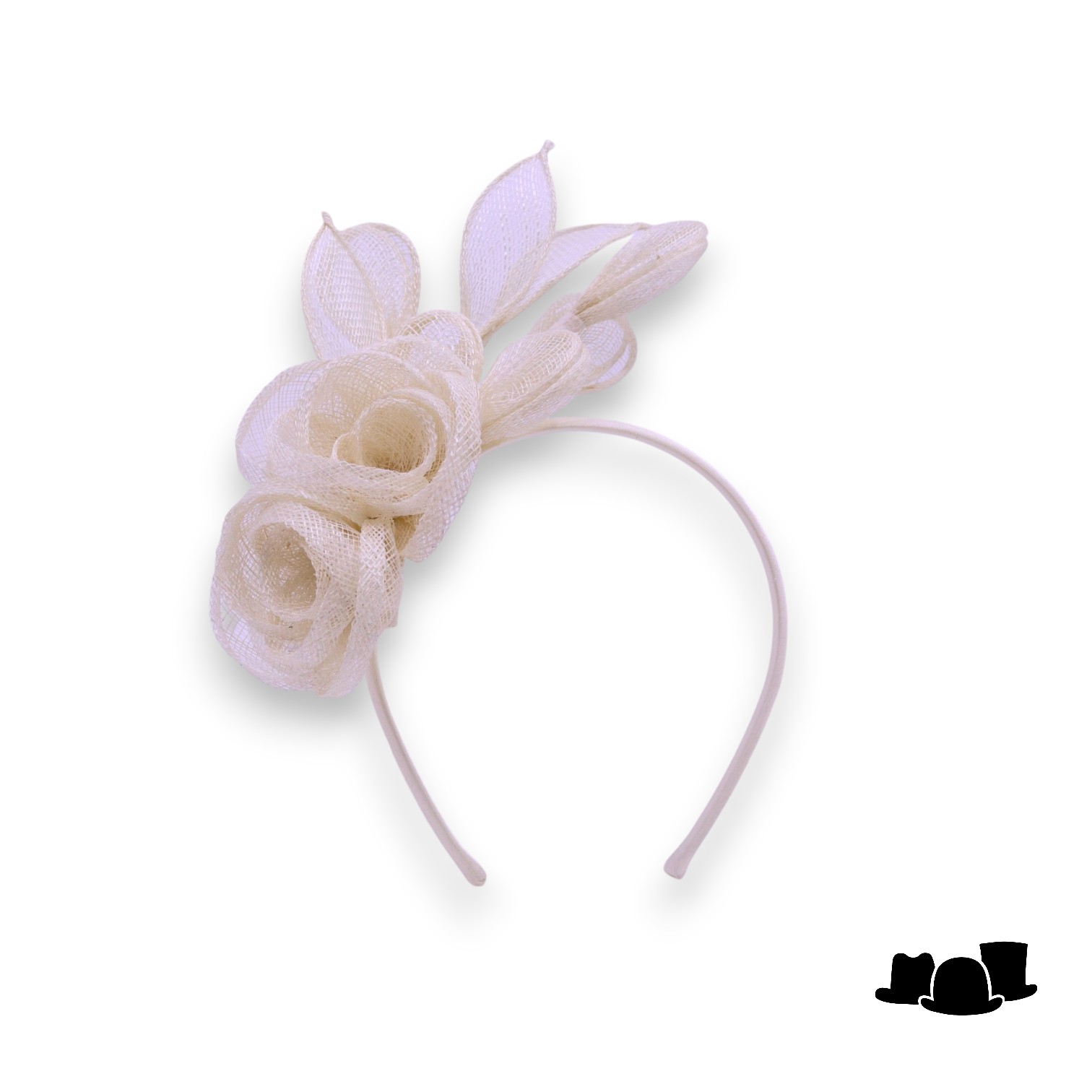 seeberger haarversiering diadeem eva sinamay bloemen ivoor