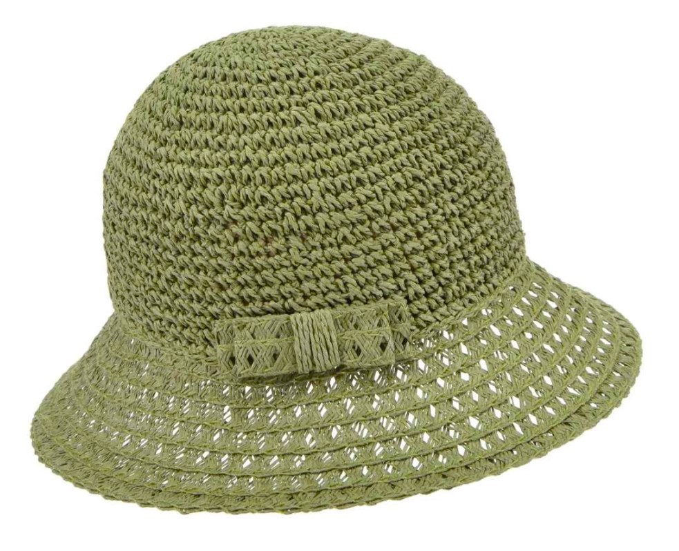 seeberger cloche strik papierstro grass green