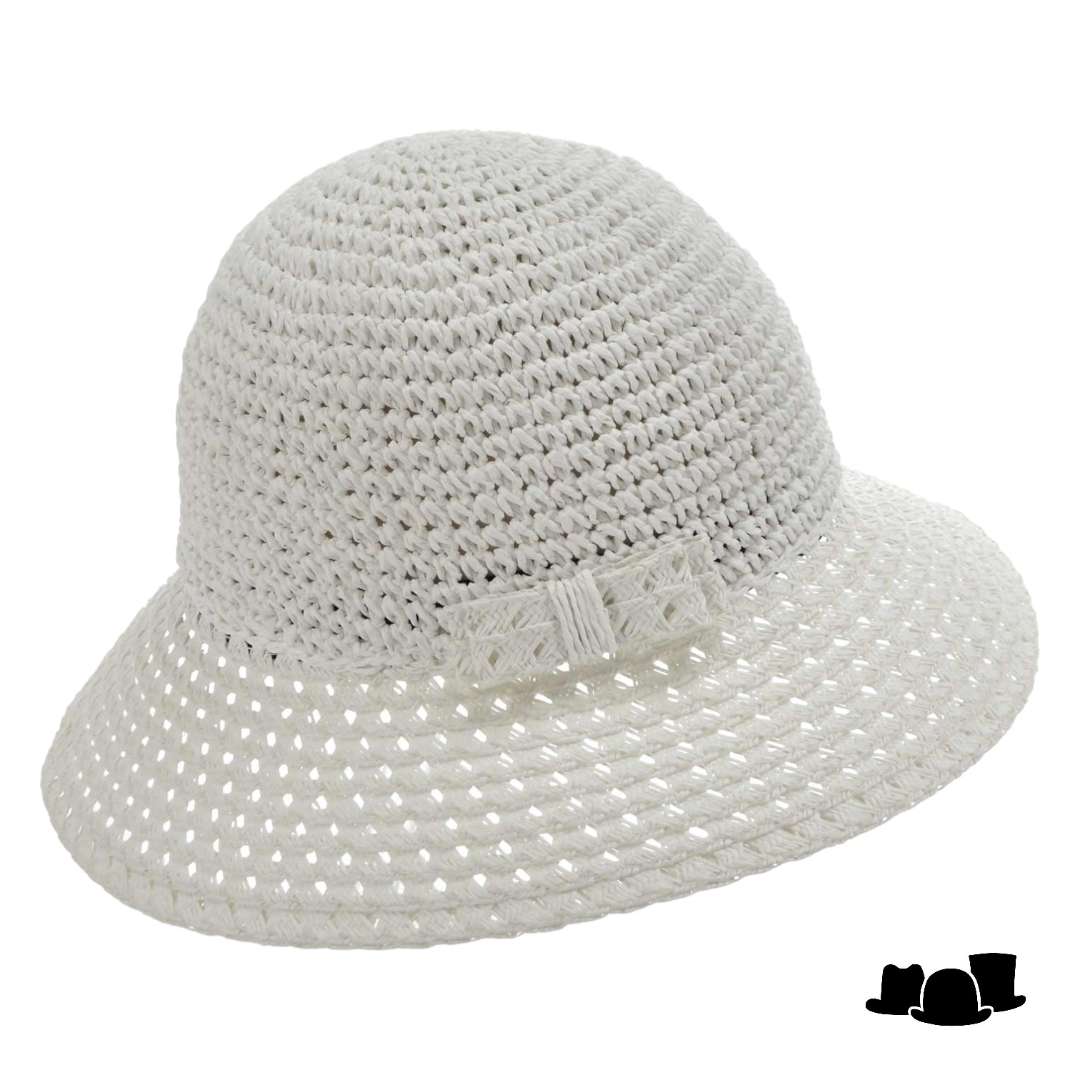 seeberger cloche strik papierstro white