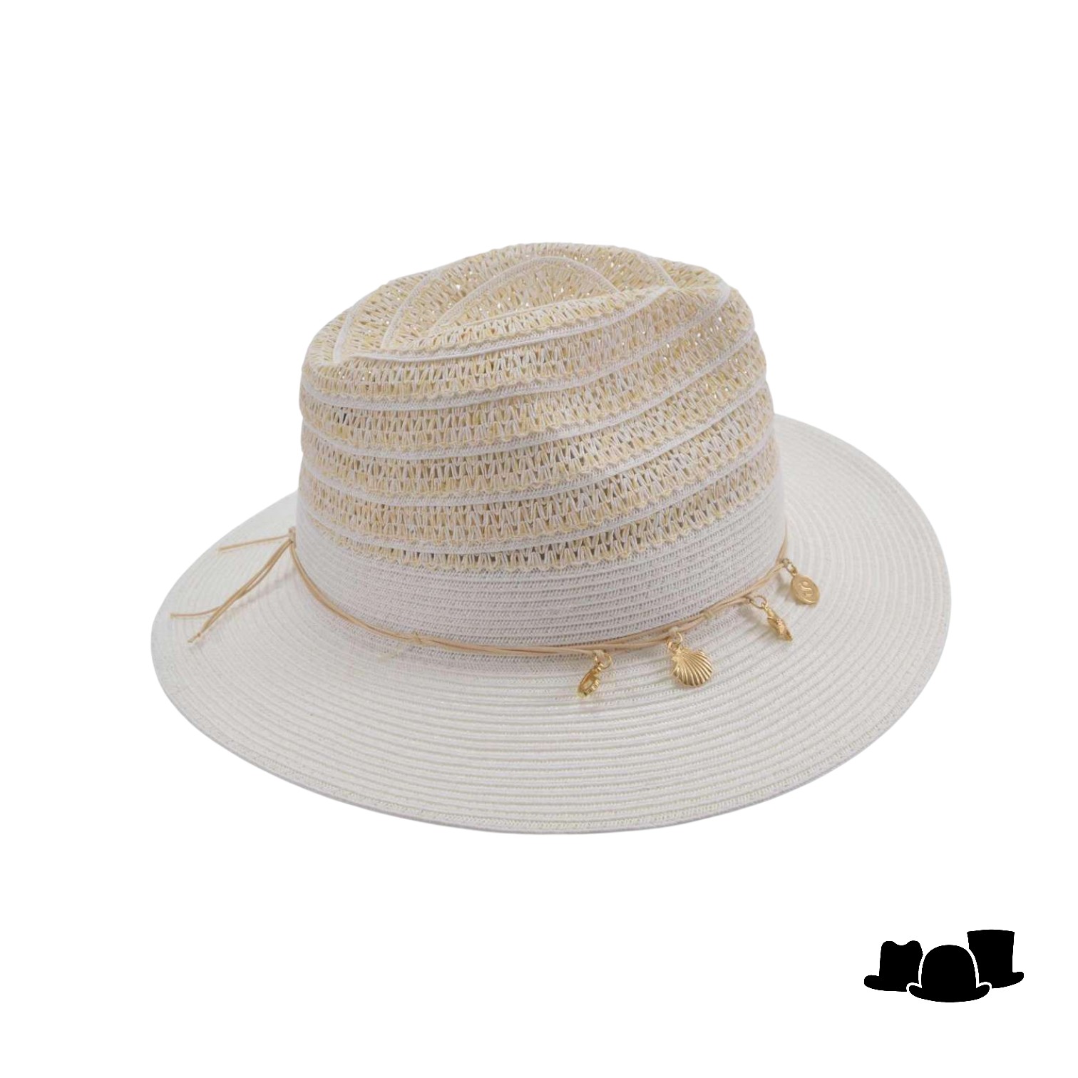seeberger fedora seashells papierstro wit zand