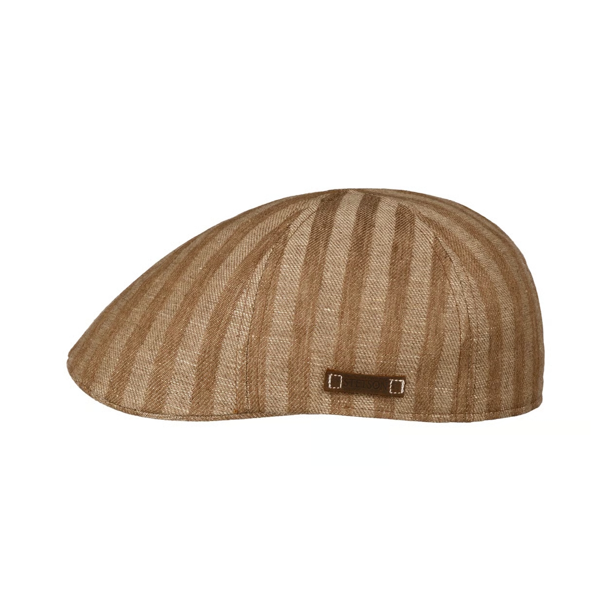stetson ivy cap texas coffee dyed linen stripe beige