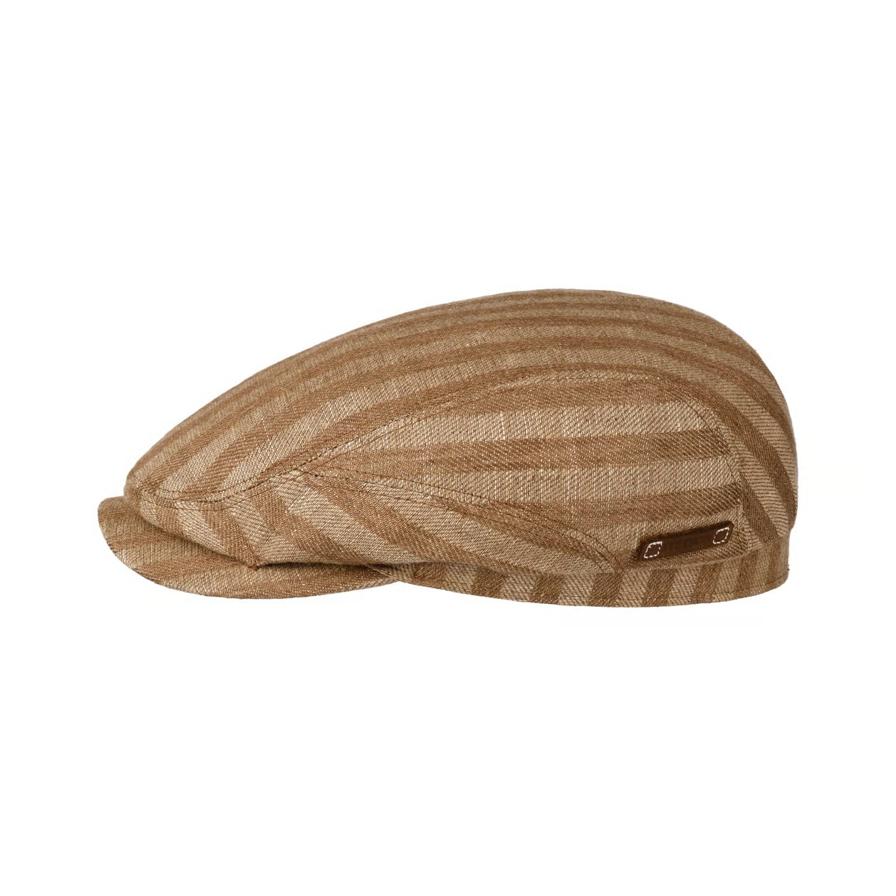 stetson driver ivy cap coffee dyed linen stripe beige