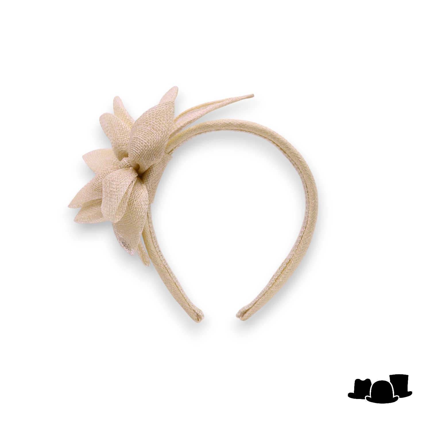bedacht fascinator leeds bloem sinamay naturel