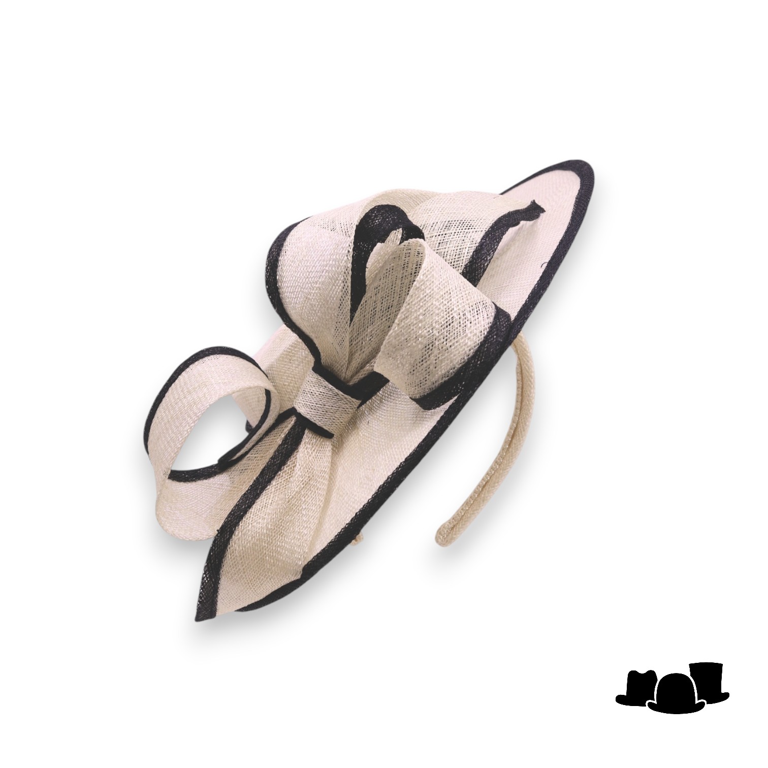 bedacht fascinator bristol matelot strik sinamay naturel zwart