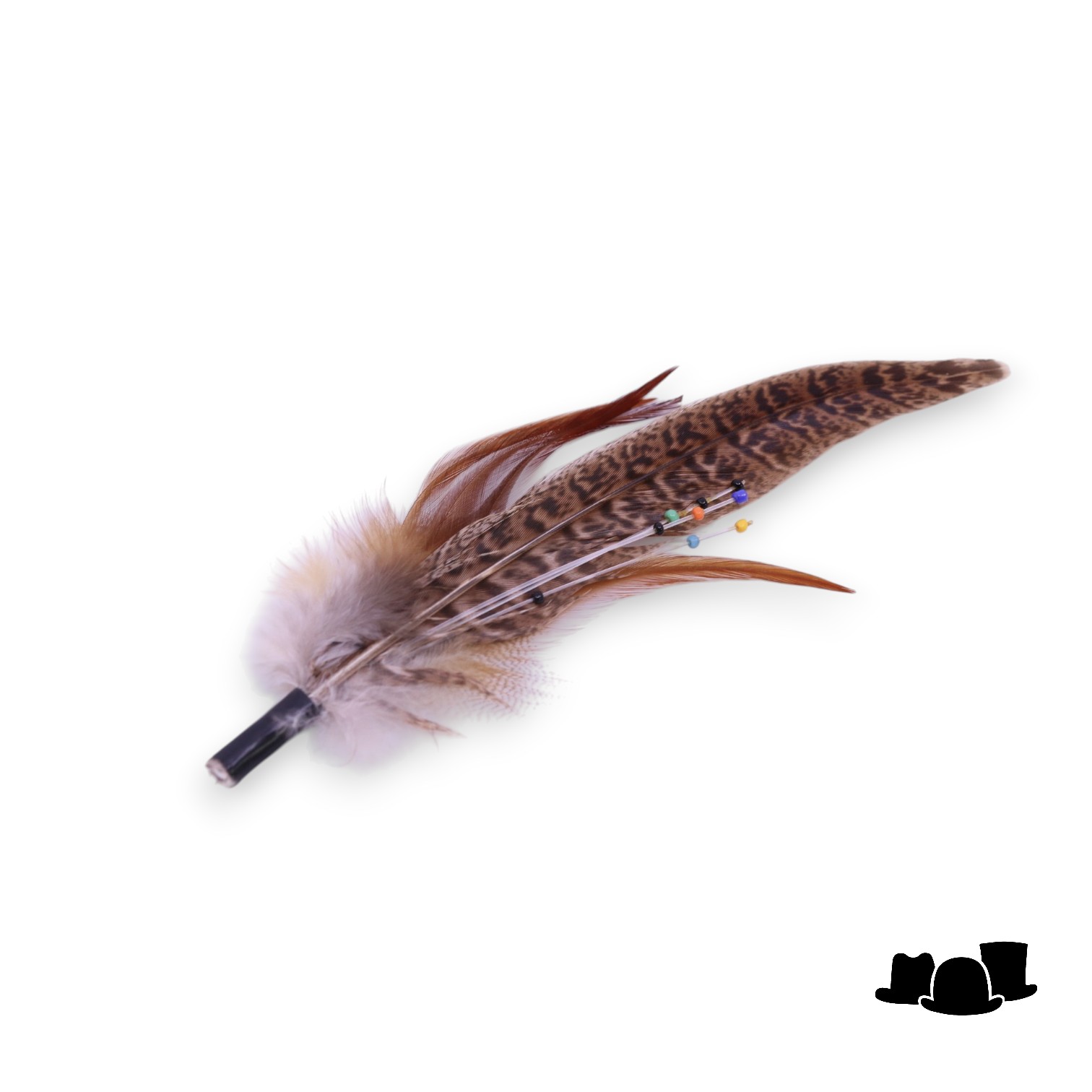 hoedenveren boho verenbundel beads bruin