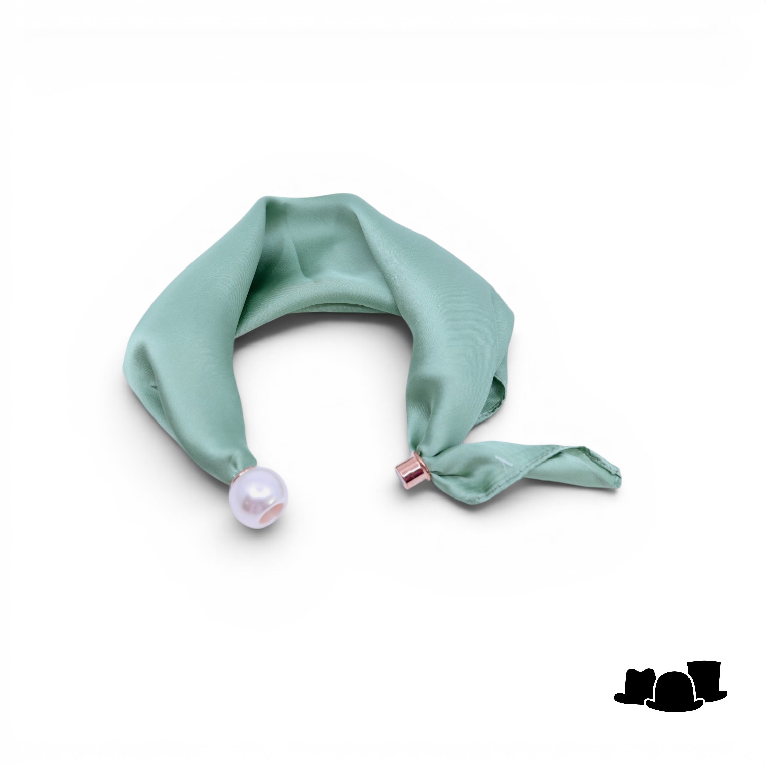 onkar neckerchief click and go satijn sage green