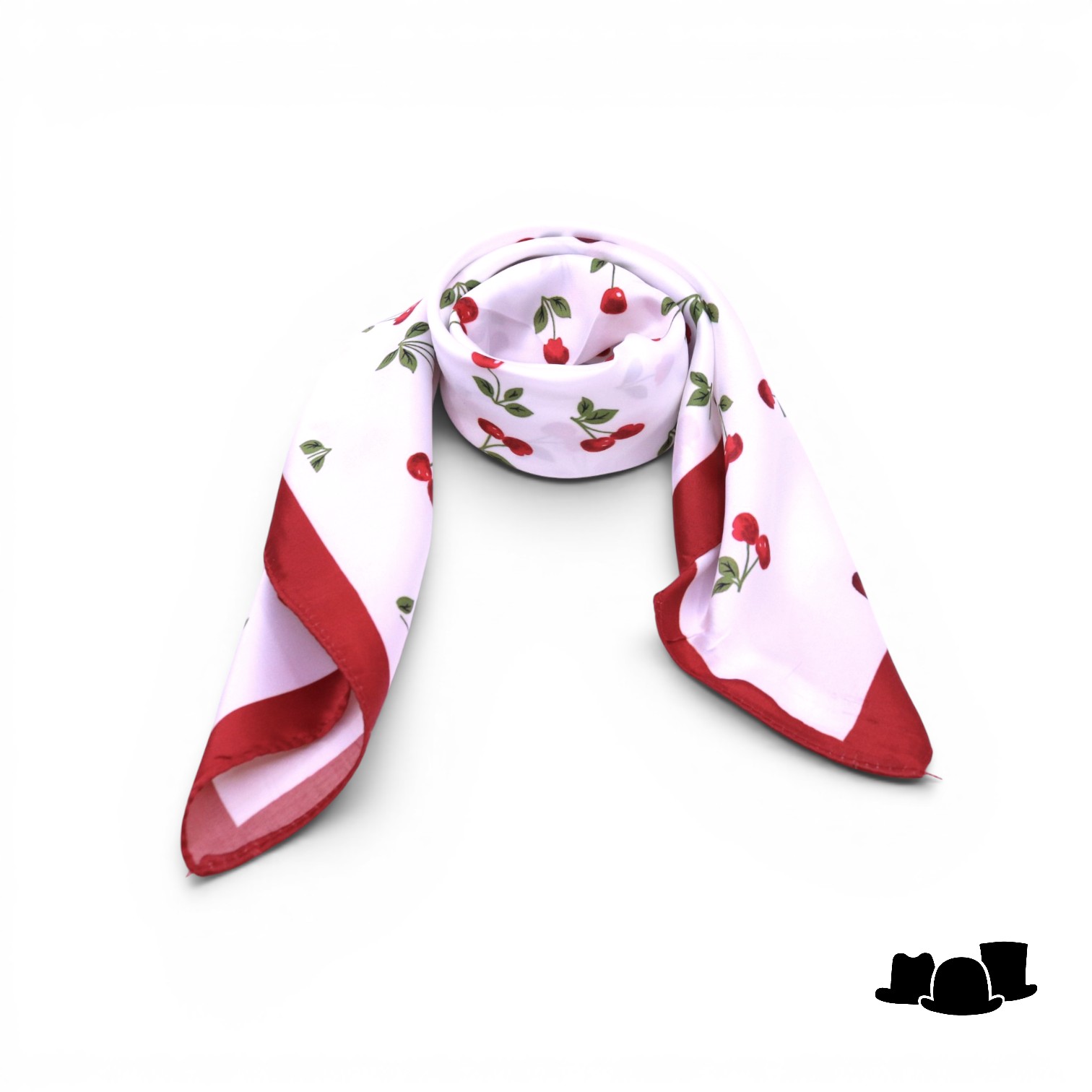onkar neckerchief cherry satijn red white