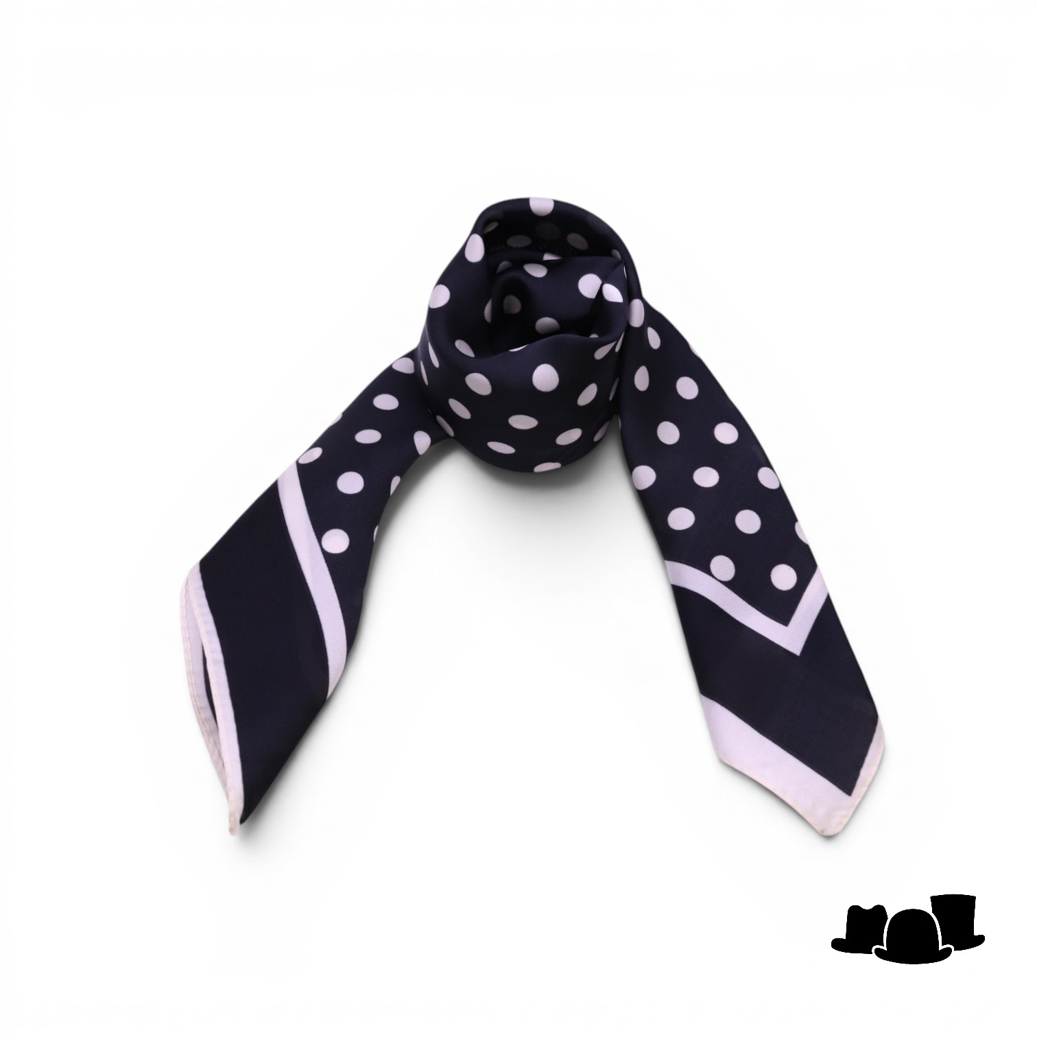 onkar neckerchief satijn polkadots ivory and black