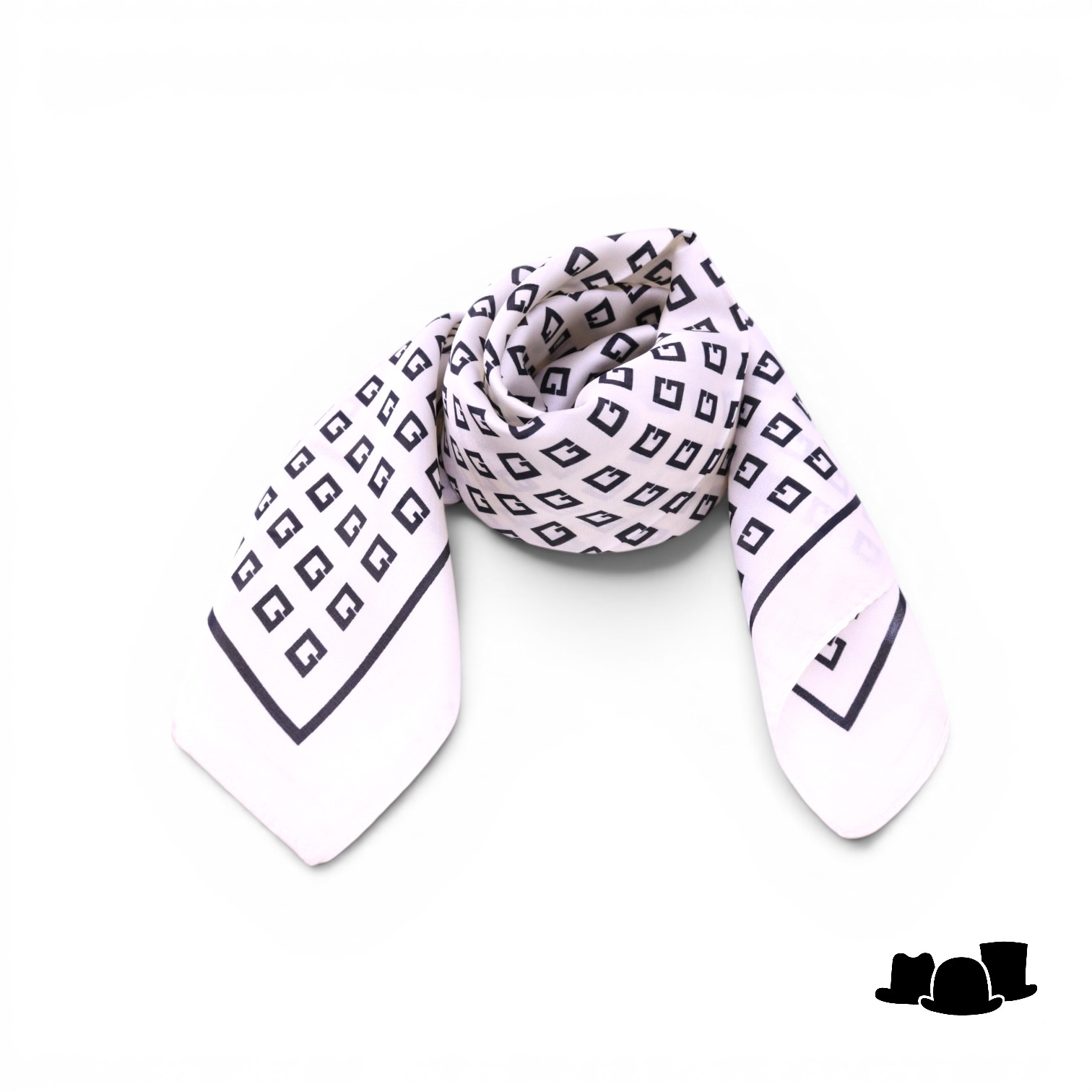 onkar neckerchief geometric satijn black ivory