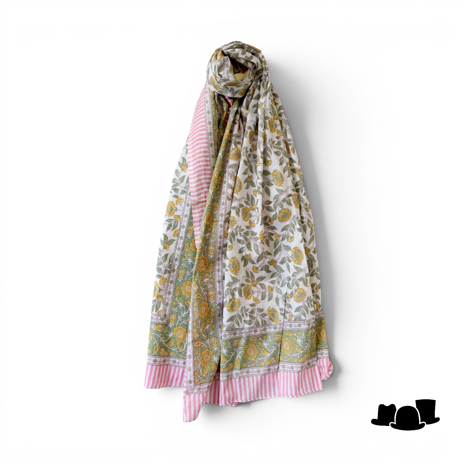 onkar zomer sjaal en pareo meera botanical dessin green and blush